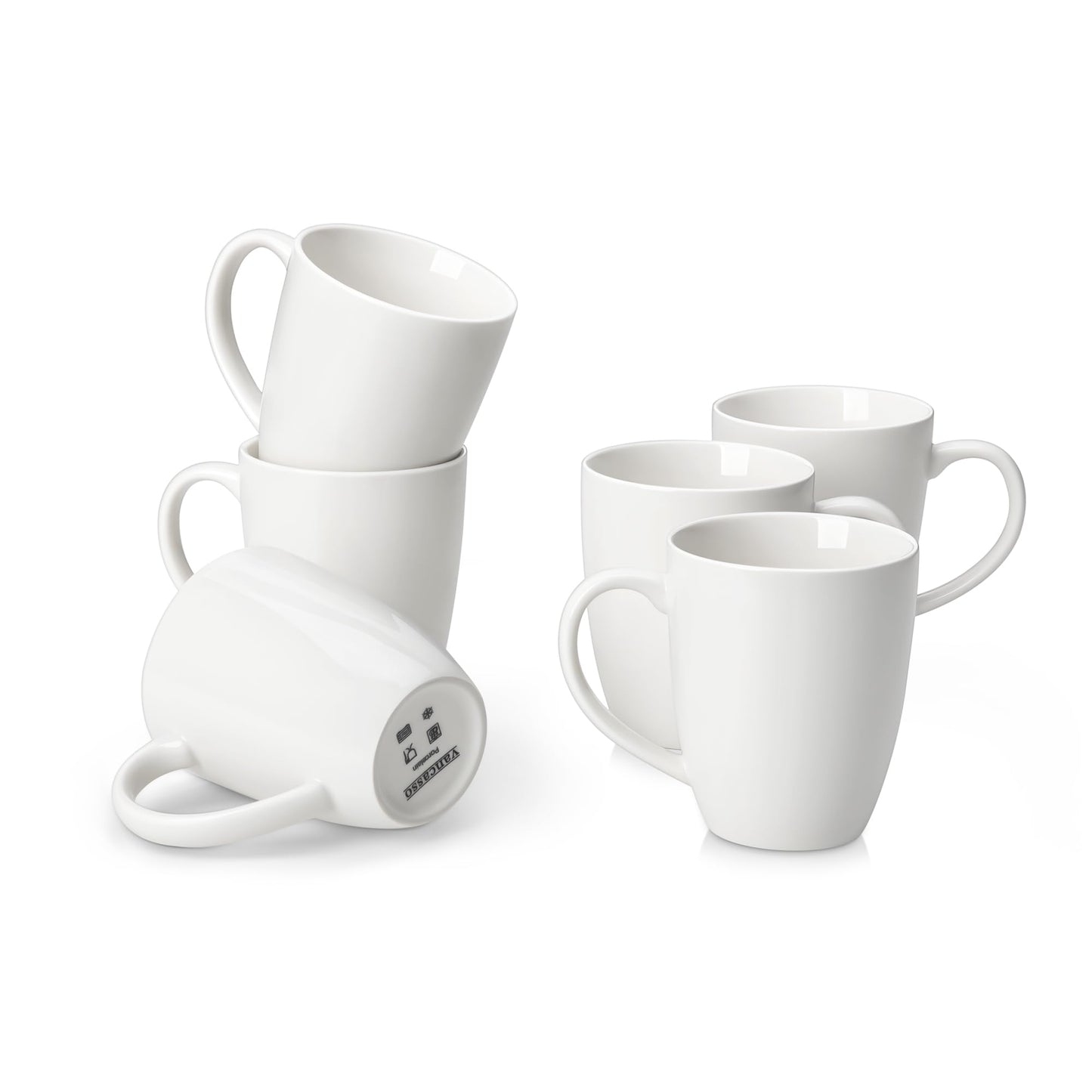 vancasso STARRY Ceramic Coffee Mug Set of 6, 12 Oz Tea Cups with Handle for Latte, Tea, Cappuccino, Milk, Cocoa, Microwave&Dishwasher Safe, Green