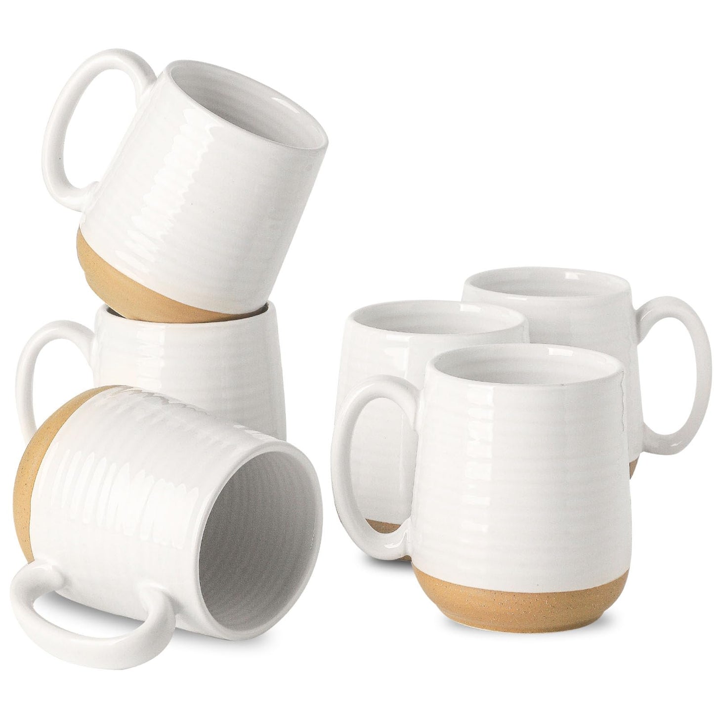 Hasense Porcelain Coffee Mugs Set of 4-15 Ounce Large Ceramic Coffee Cups Set with Handle for Latte, Tea, Cocoa and Hot Chocolate, Brown Coffee Mugs for Men and Women, Microwave Safe