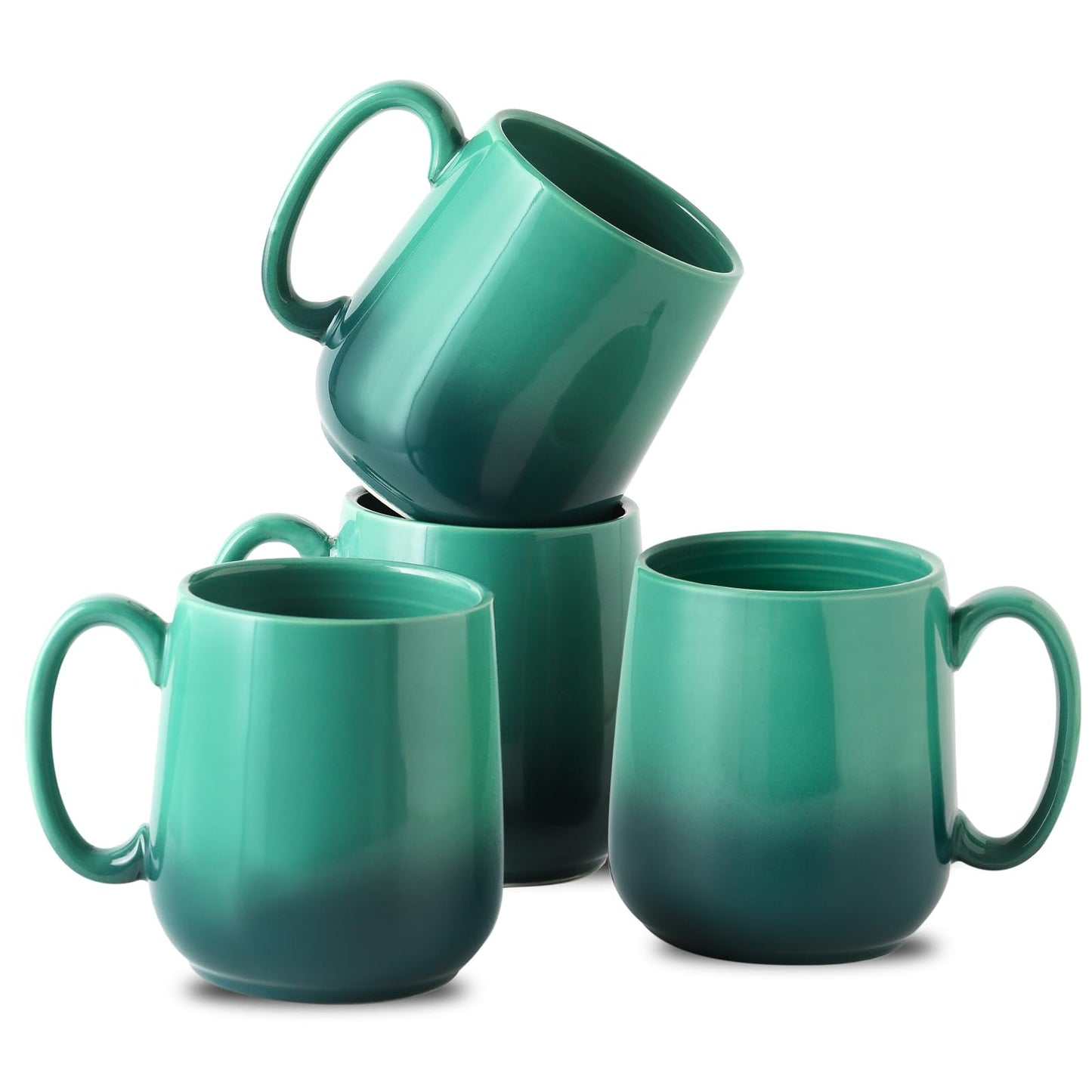 Hasense Porcelain Coffee Mugs Set of 4-15 Ounce Large Ceramic Coffee Cups Set with Handle for Latte, Tea, Cocoa and Hot Chocolate, Brown Coffee Mugs for Men and Women, Microwave Safe