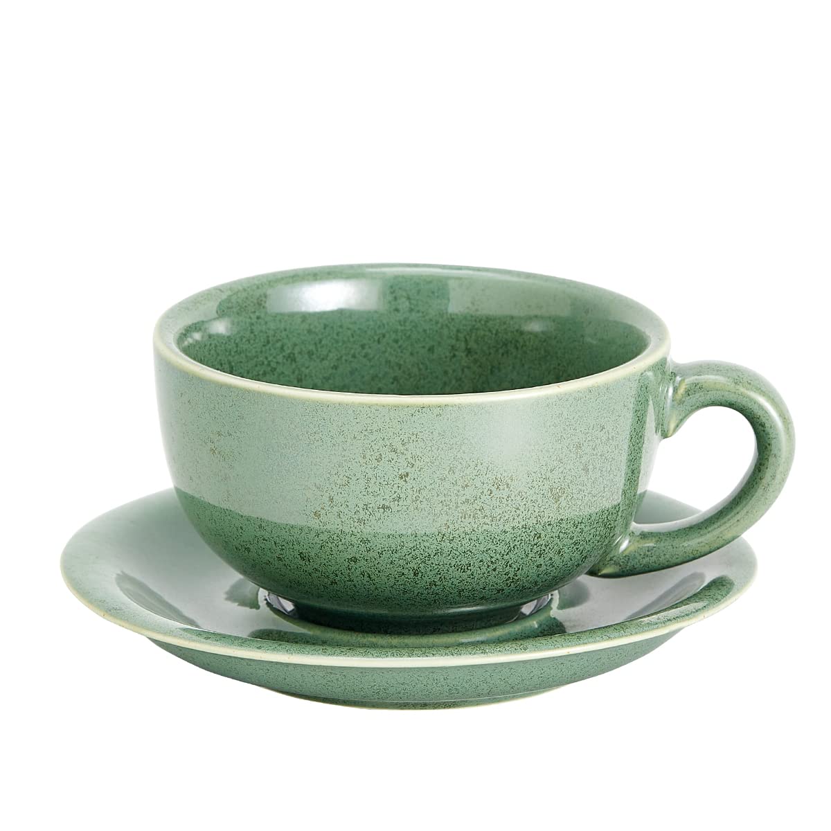 Vintage Design 12 oz Ceramic Latte Art Cappuccino Barista Cup with Saucer (Brown)