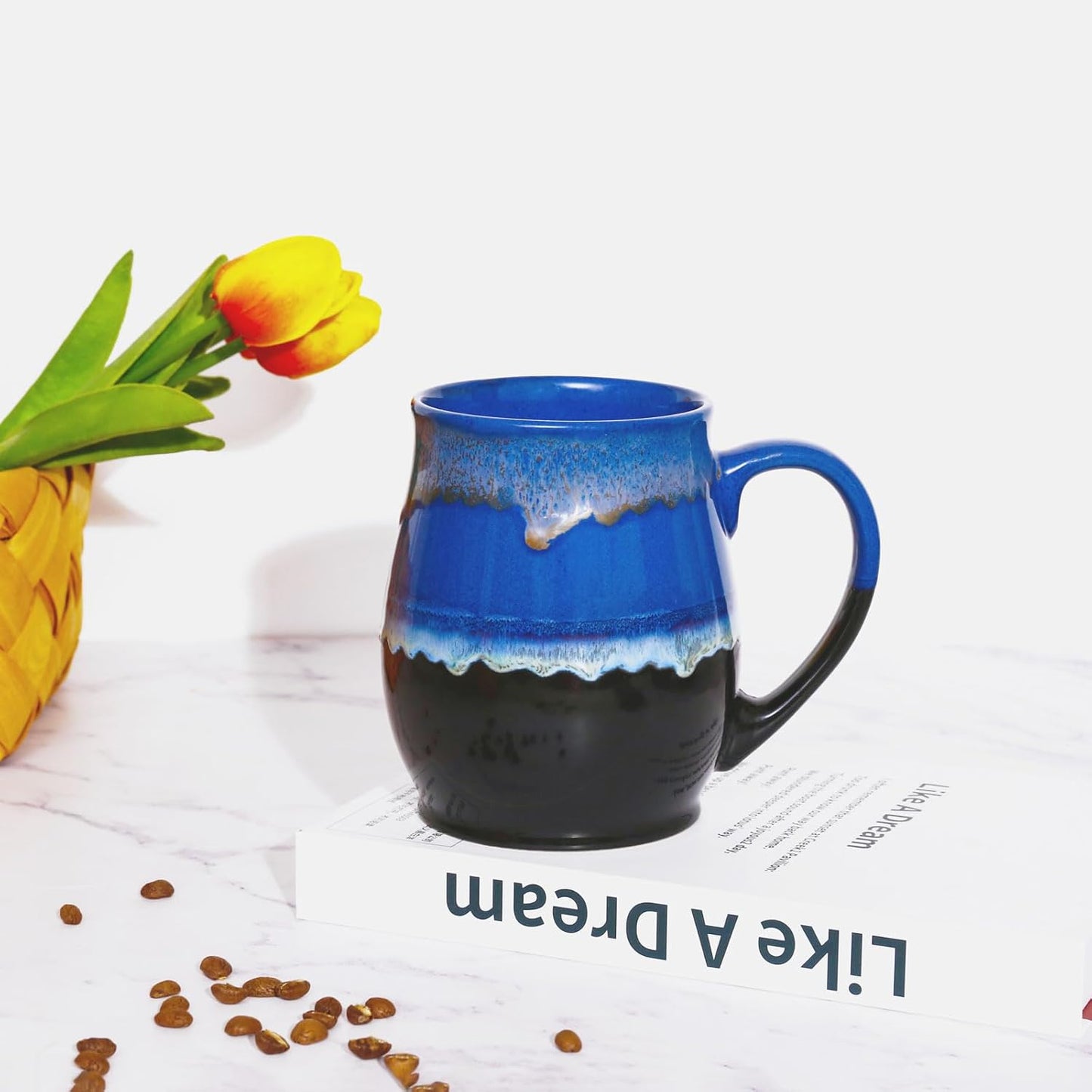 Large Ceramic Coffee Mug, 25 oz/710 ml, Dishwasher and Microwave Safe, Extra Large Tea Mug, Perfect for Office and Home, Great Gift (blue)