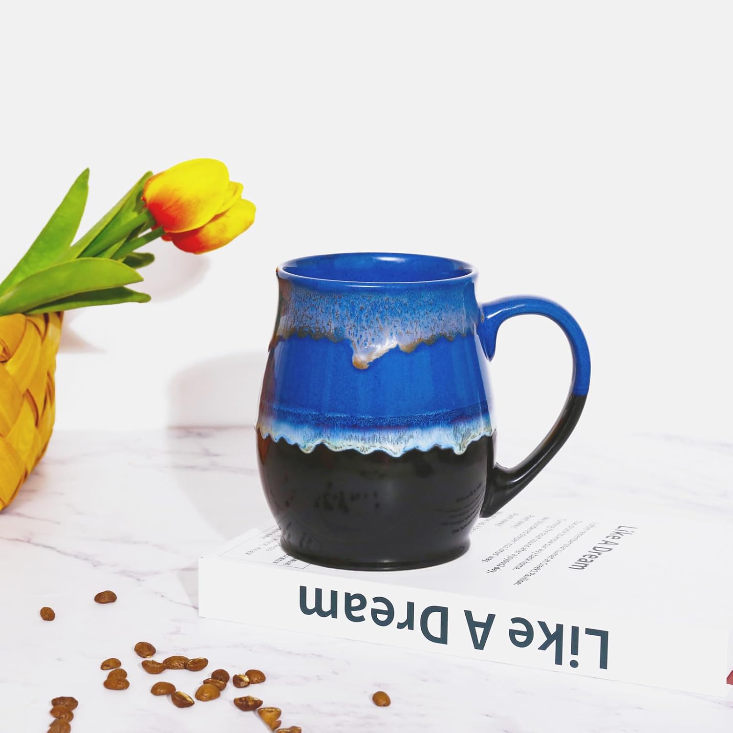 Large Ceramic Coffee Mug, 25 oz/710 ml, Dishwasher and Microwave Safe, Extra Large Tea Mug, Perfect for Office and Home, Great Gift (blue)