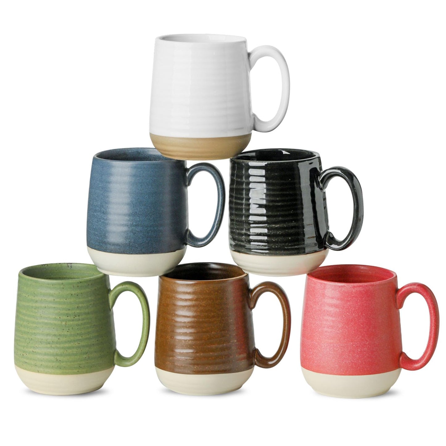 Hasense Porcelain Coffee Mugs Set of 4-15 Ounce Large Ceramic Coffee Cups Set with Handle for Latte, Tea, Cocoa and Hot Chocolate, Brown Coffee Mugs for Men and Women, Microwave Safe