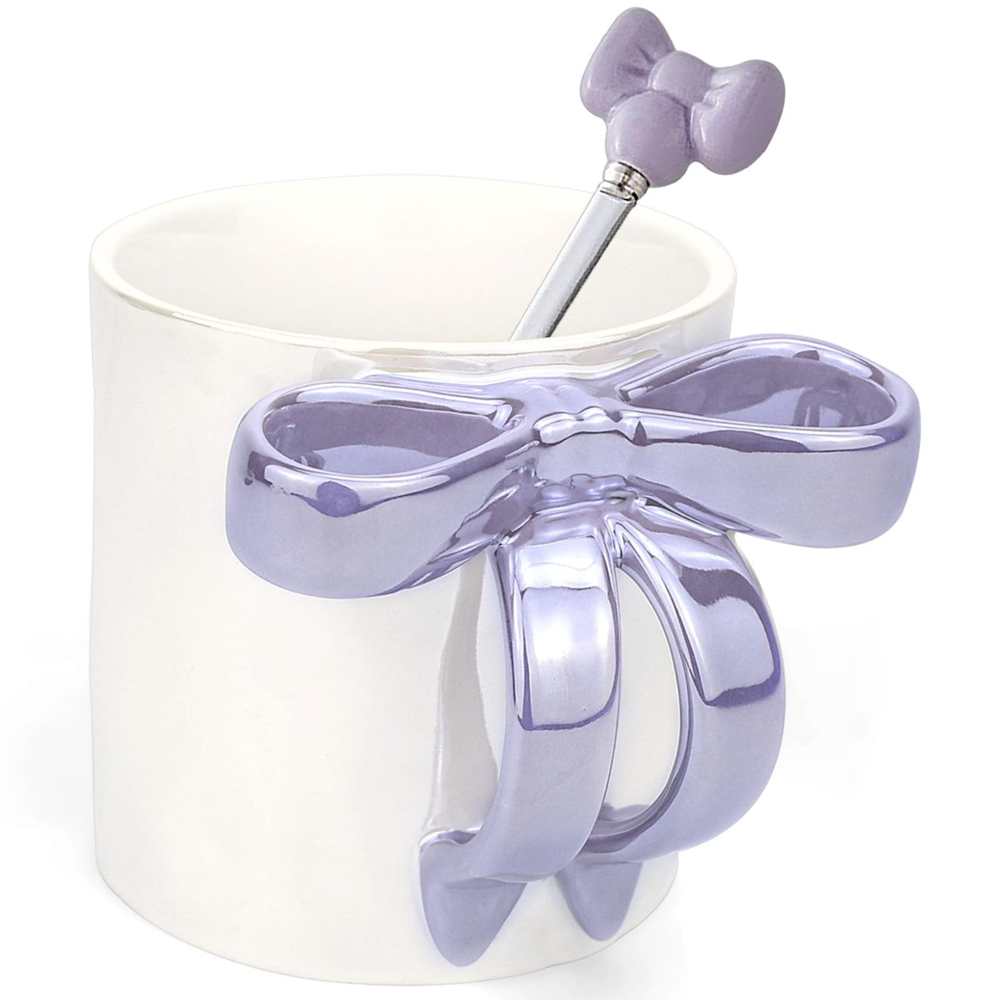 12 OZ Bow Coffee Mug Pink Ceramic Cute Mug Coffee Cup Coquette Porcelain Coffee Tea Cup for Women Girl