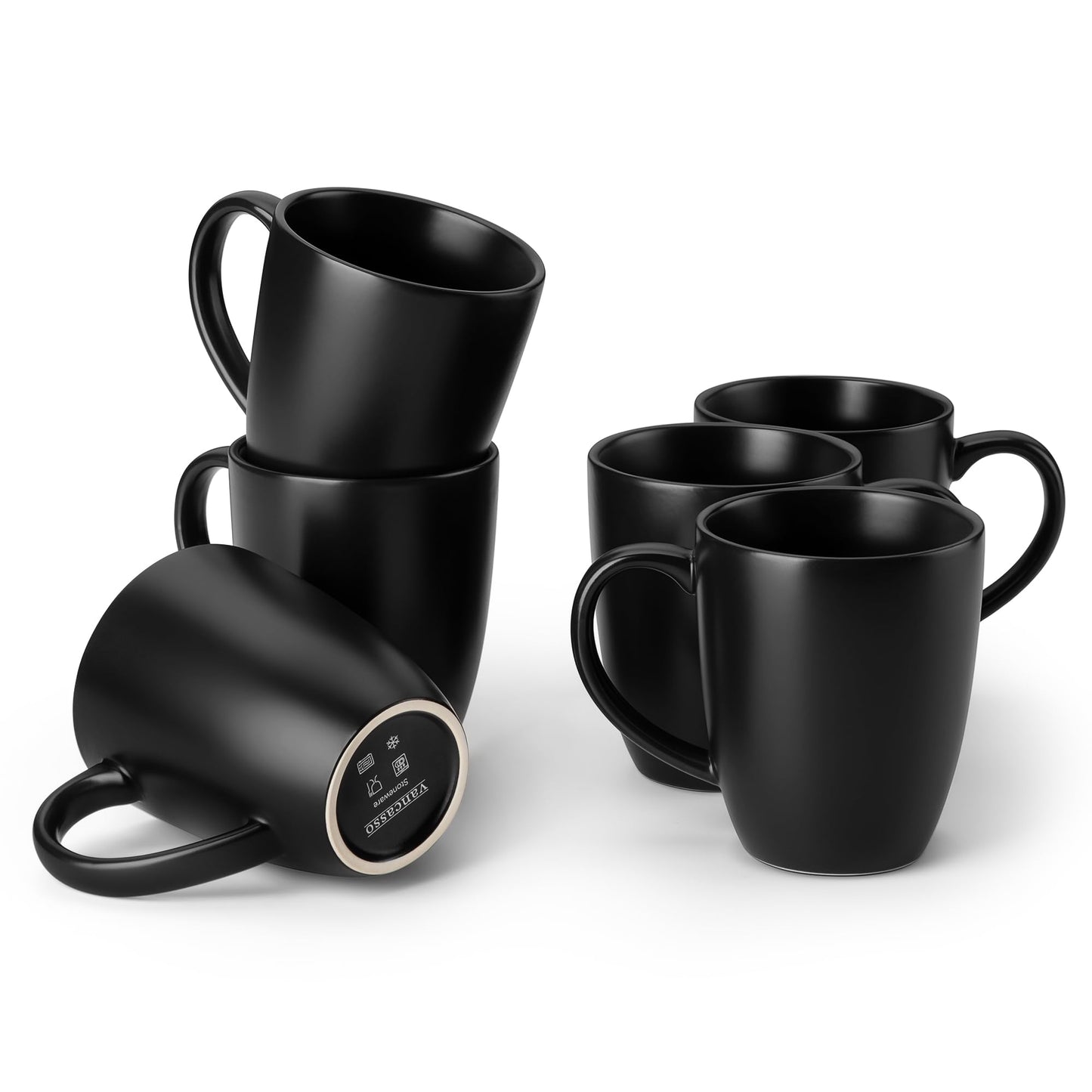 vancasso STARRY Ceramic Coffee Mug Set of 6, 12 Oz Tea Cups with Handle for Latte, Tea, Cappuccino, Milk, Cocoa, Microwave&Dishwasher Safe, Green
