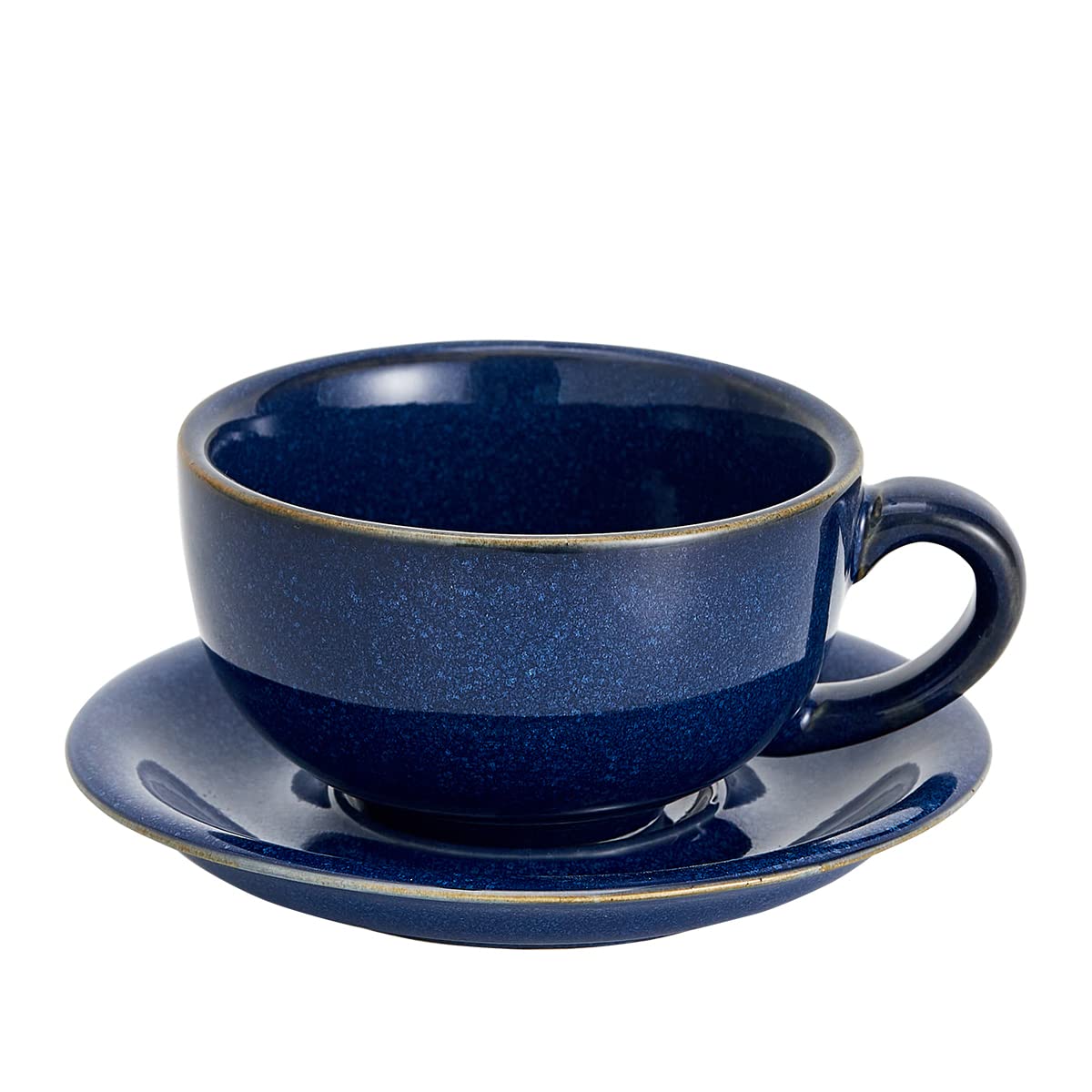 Vintage Design 12 oz Ceramic Latte Art Cappuccino Barista Cup with Saucer (Brown)