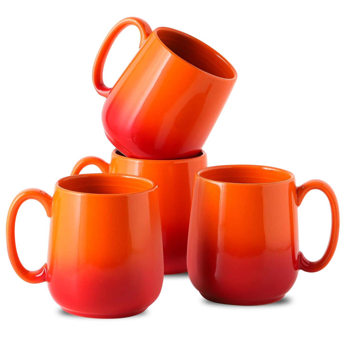 Hasense Porcelain Coffee Mugs Set of 4-15 Ounce Large Ceramic Coffee Cups Set with Handle for Latte, Tea, Cocoa and Hot Chocolate, Brown Coffee Mugs for Men and Women, Microwave Safe