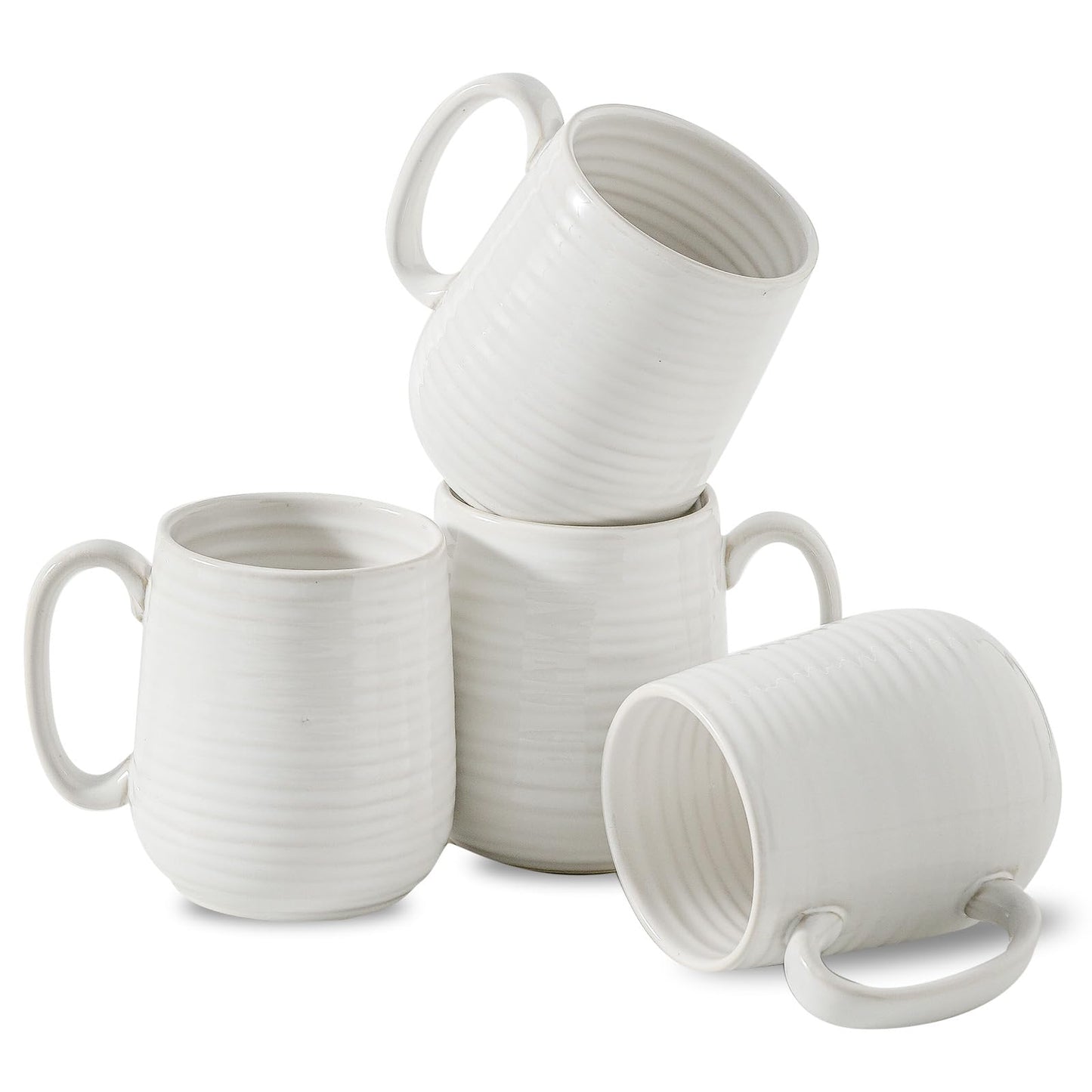Hasense Porcelain Coffee Mugs Set of 4-15 Ounce Large Ceramic Coffee Cups Set with Handle for Latte, Tea, Cocoa and Hot Chocolate, Brown Coffee Mugs for Men and Women, Microwave Safe
