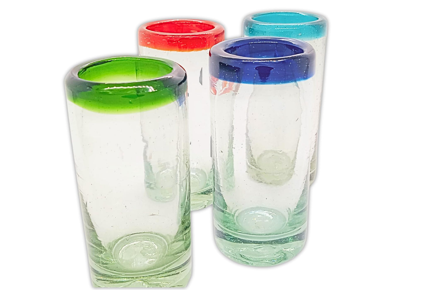 Specialty Mexican Tequila Glasses, Hand-Blown with Unique Color & Texture Set of 4 pieces - Confetti (Golden Glow)