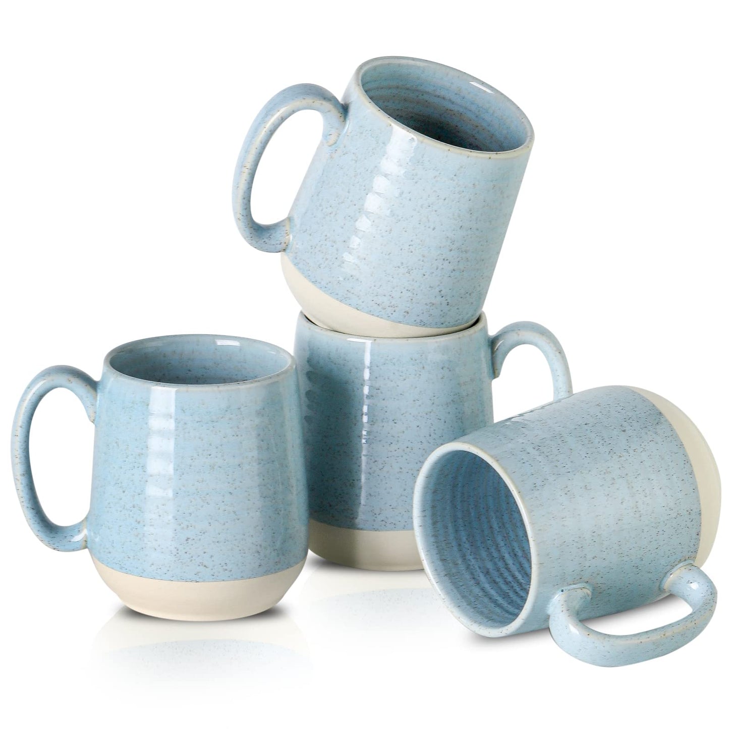 Hasense Porcelain Coffee Mugs Set of 4-15 Ounce Large Ceramic Coffee Cups Set with Handle for Latte, Tea, Cocoa and Hot Chocolate, Brown Coffee Mugs for Men and Women, Microwave Safe