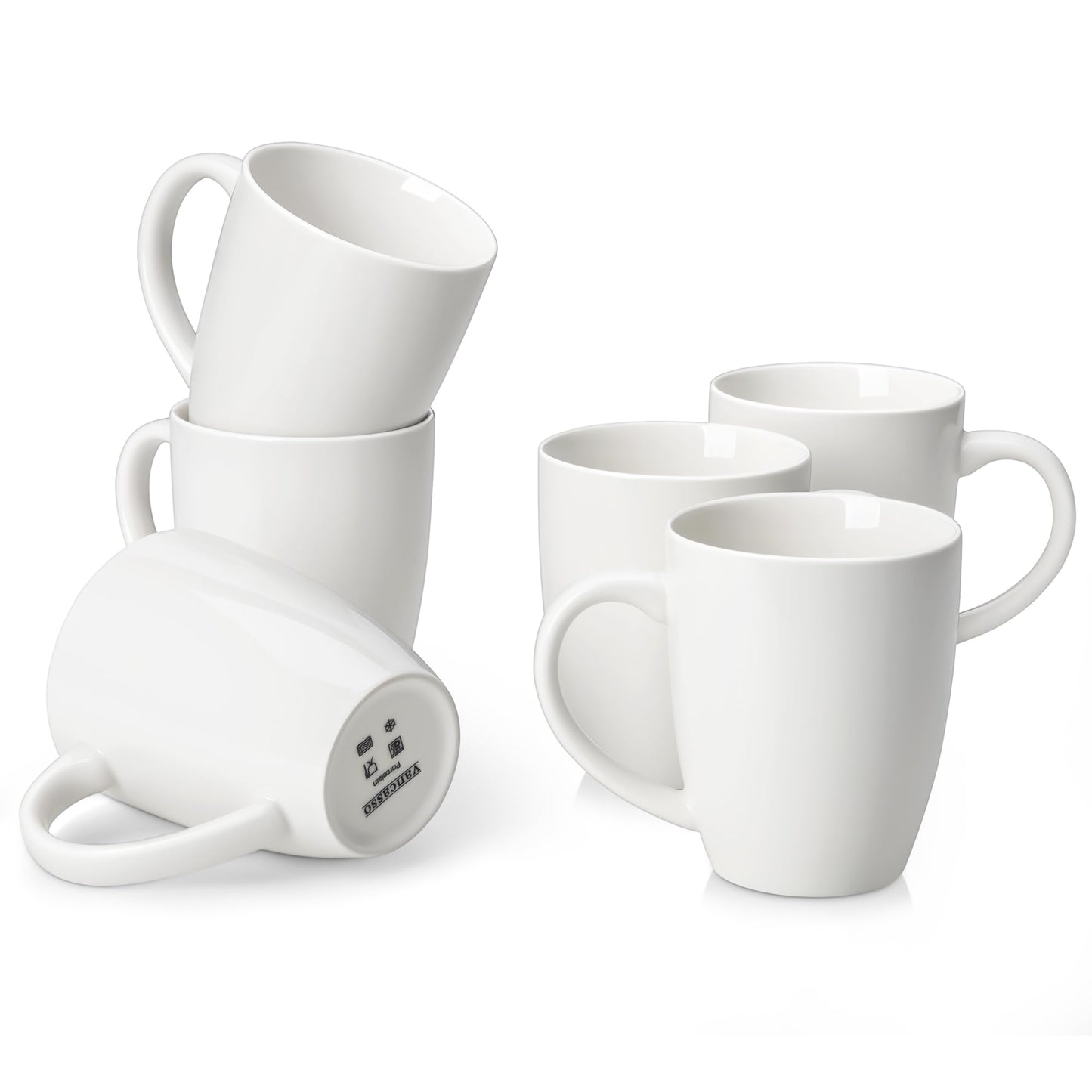 vancasso STARRY Ceramic Coffee Mug Set of 6, 12 Oz Tea Cups with Handle for Latte, Tea, Cappuccino, Milk, Cocoa, Microwave&Dishwasher Safe, Green