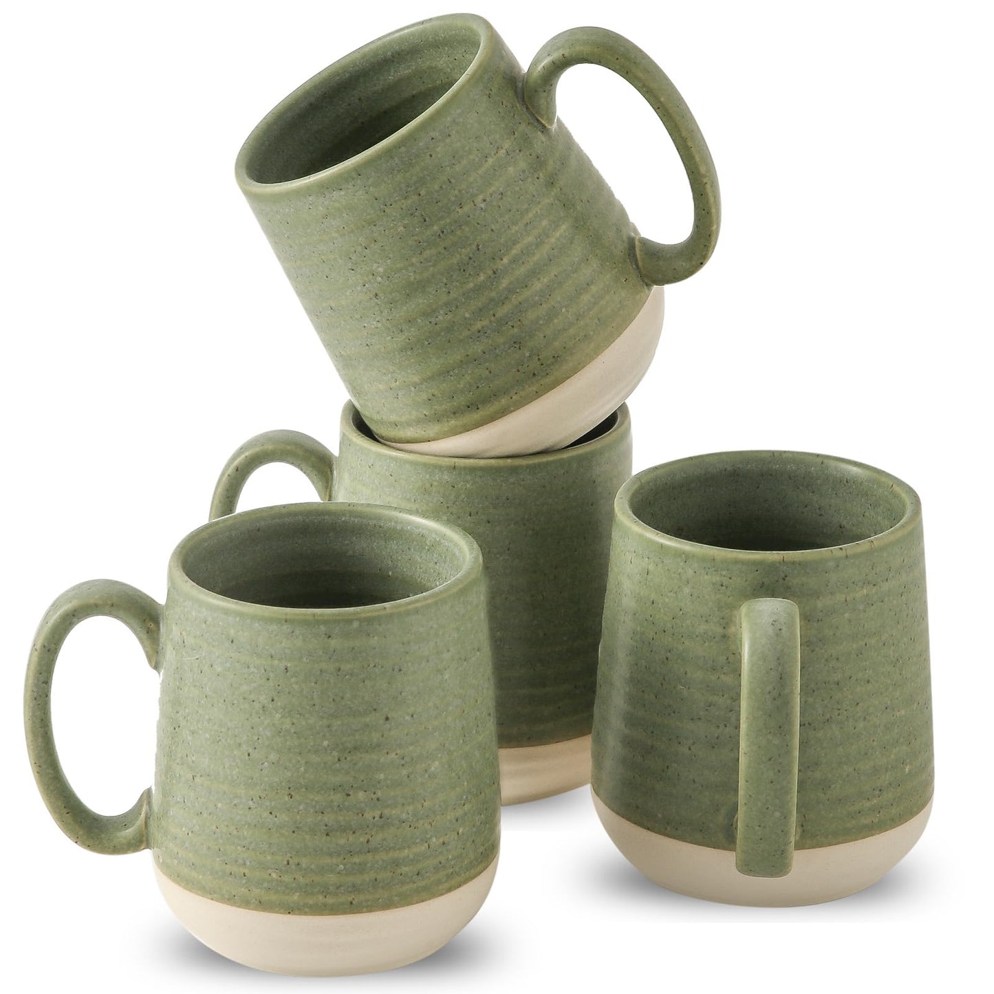 Hasense Porcelain Coffee Mugs Set of 4-15 Ounce Large Ceramic Coffee Cups Set with Handle for Latte, Tea, Cocoa and Hot Chocolate, Brown Coffee Mugs for Men and Women, Microwave Safe