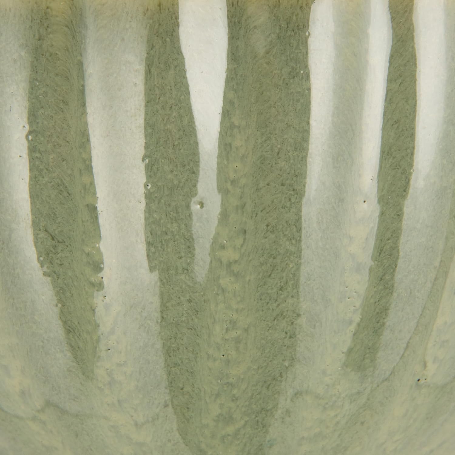 Creative Co-Op 10-Ounce Stoneware Ribbed Mug with Saucer in Reactive Glaze, Sage Green