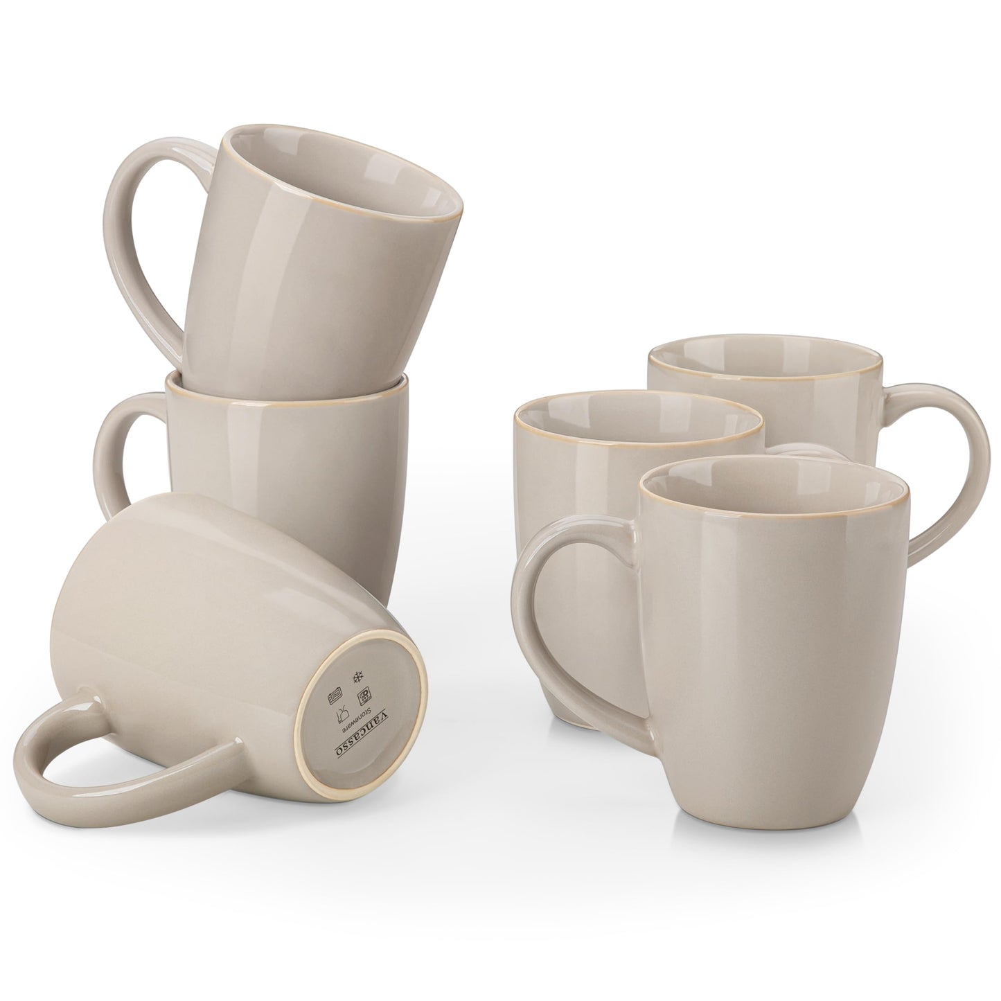 vancasso STARRY Ceramic Coffee Mug Set of 6, 12 Oz Tea Cups with Handle for Latte, Tea, Cappuccino, Milk, Cocoa, Microwave&Dishwasher Safe, Green