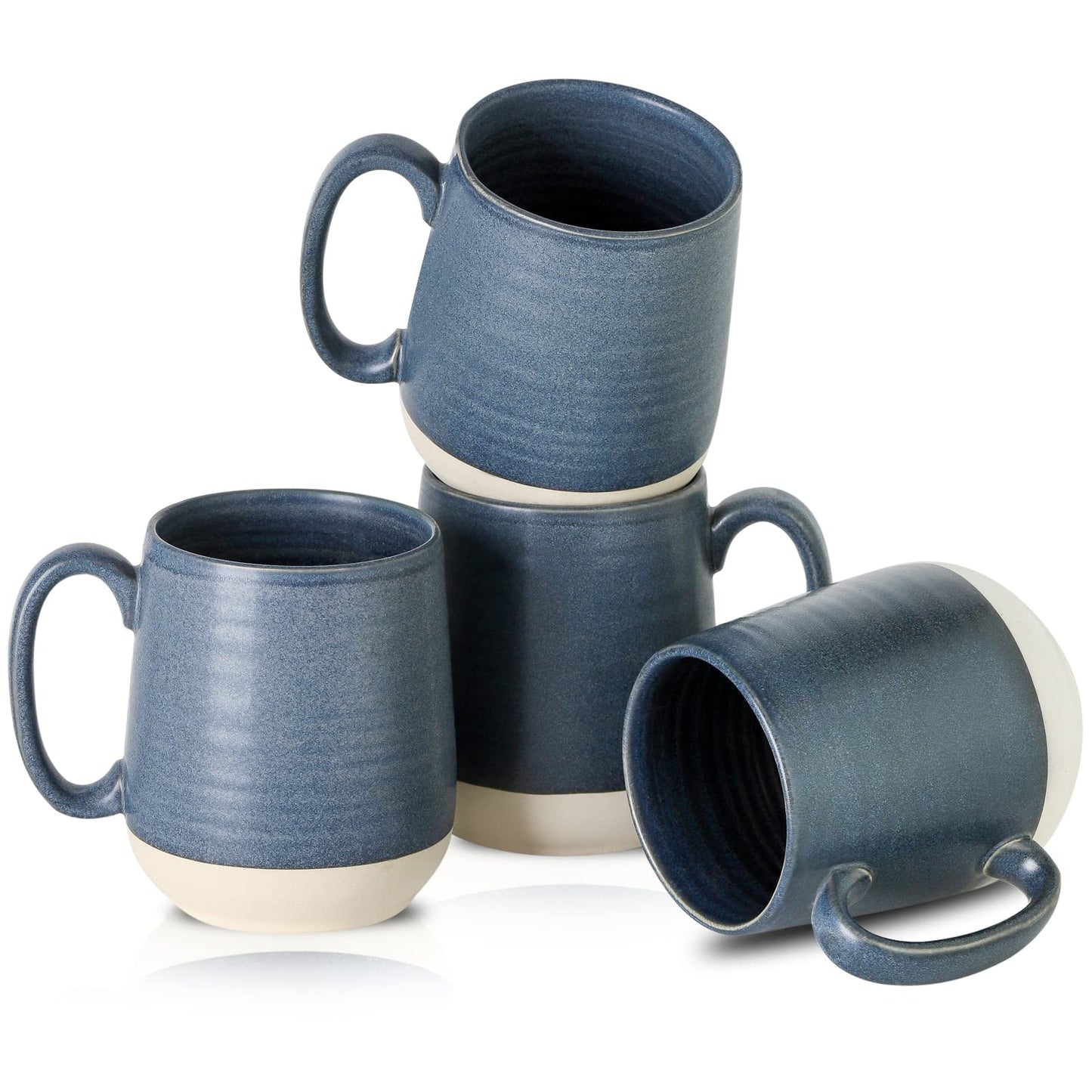 Hasense Porcelain Coffee Mugs Set of 4-15 Ounce Large Ceramic Coffee Cups Set with Handle for Latte, Tea, Cocoa and Hot Chocolate, Brown Coffee Mugs for Men and Women, Microwave Safe