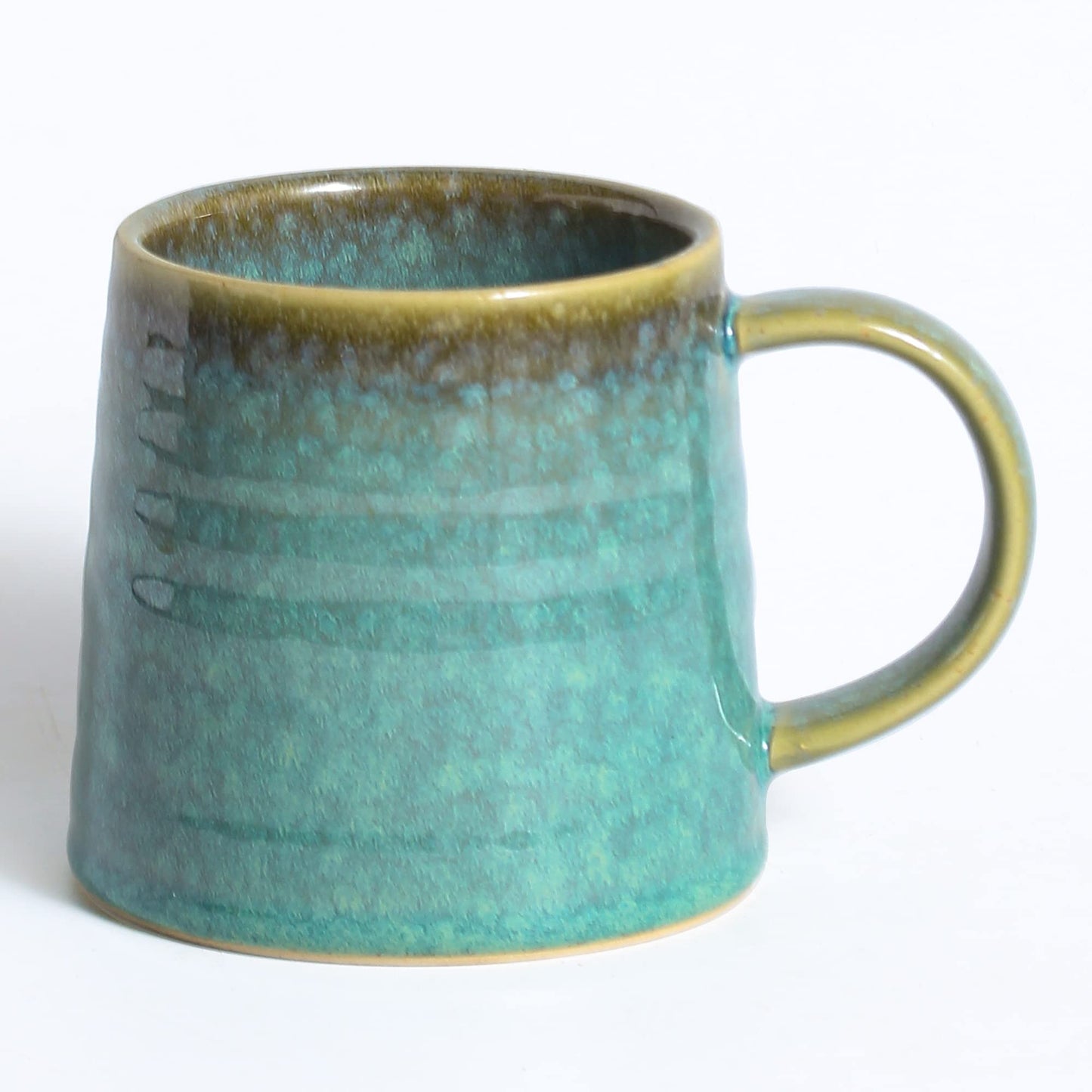 Large Ceramic Coffee Mug, Handmade Pottery Mugs, Tea Cups with Big Handle for Office and Home, 15.5 oz, Dishwasher and Microwave Safe (Spring Green)