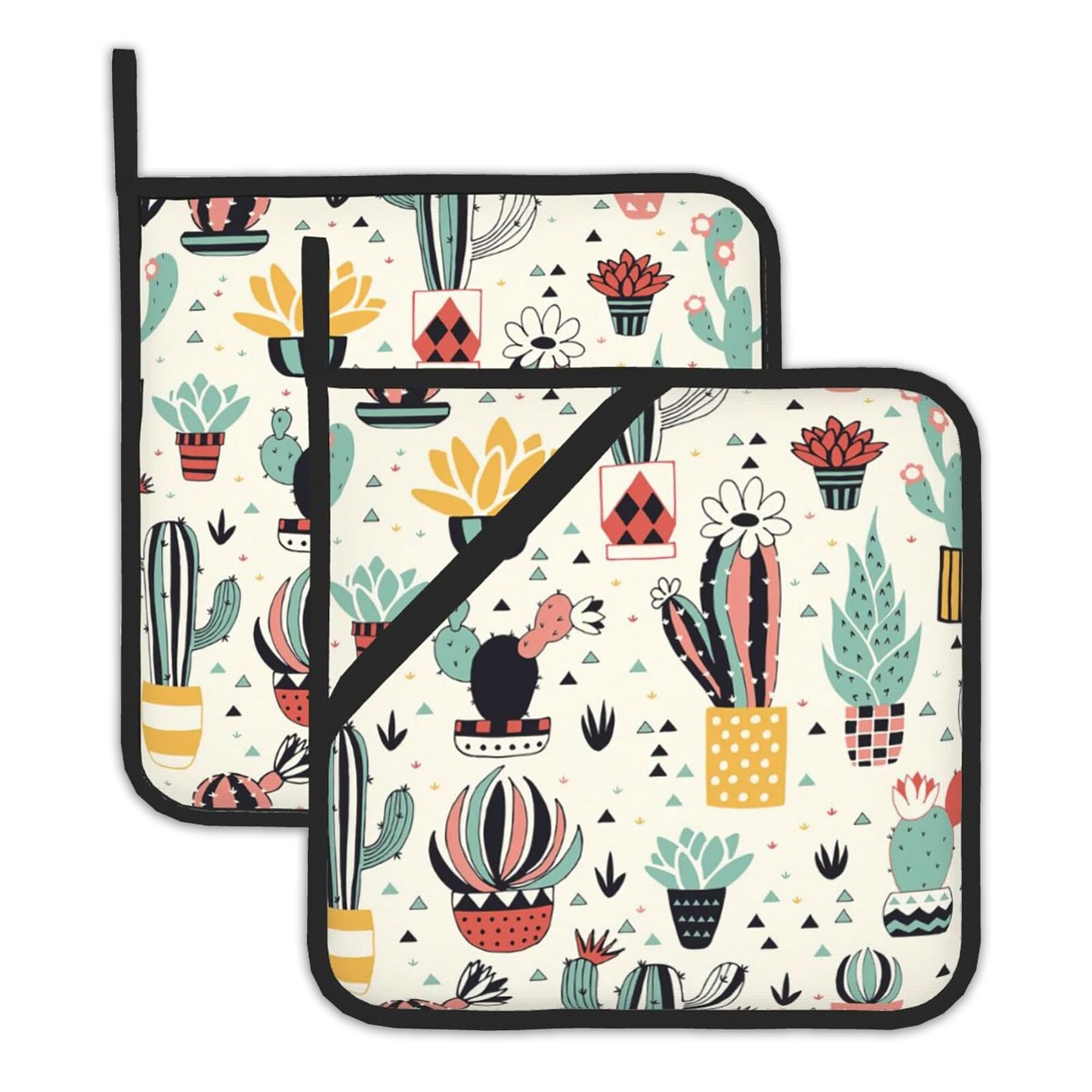 Red Poppy Flowers Pot Holders Set of 2 Heat Resistant Potholders,Fire Oven Hot Pads for Kitchen Cooking Baking Barbecue