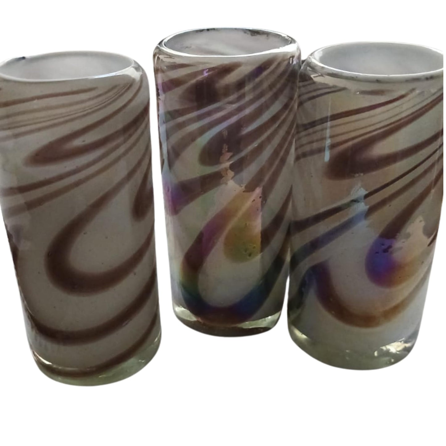 Specialty Mexican Tequila Glasses, Hand-Blown with Unique Color & Texture Set of 4 pieces - Confetti (Golden Glow)