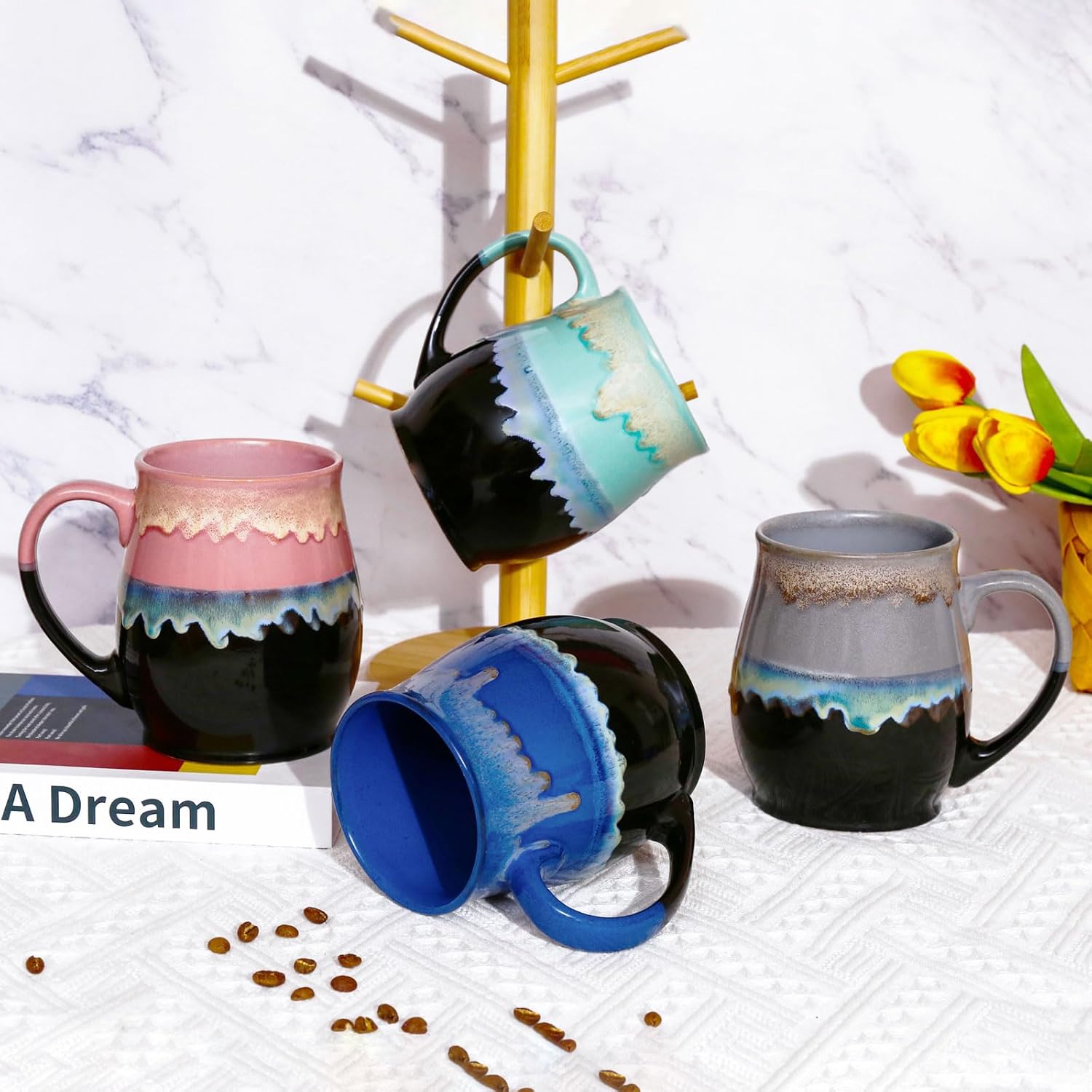 Large Ceramic Coffee Mug, 25 oz/710 ml, Dishwasher and Microwave Safe, Extra Large Tea Mug, Perfect for Office and Home, Great Gift (blue)