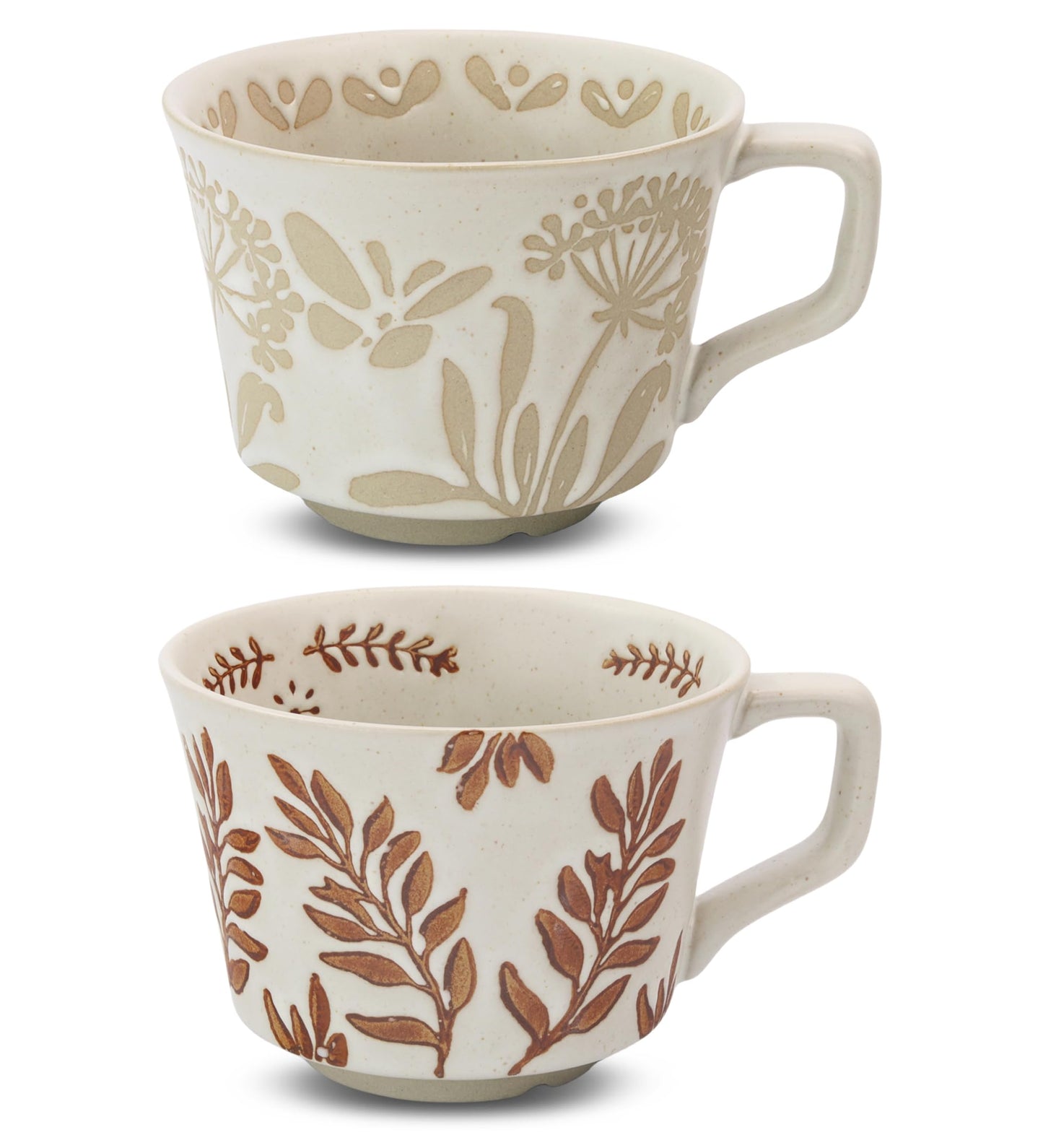 Ceramic Coffee Mug, 12 oz Novelty Unique Teacup with Handle, Stoneware Cup for Tea Mocha Latte Cappuccino Espresso (Leaf)