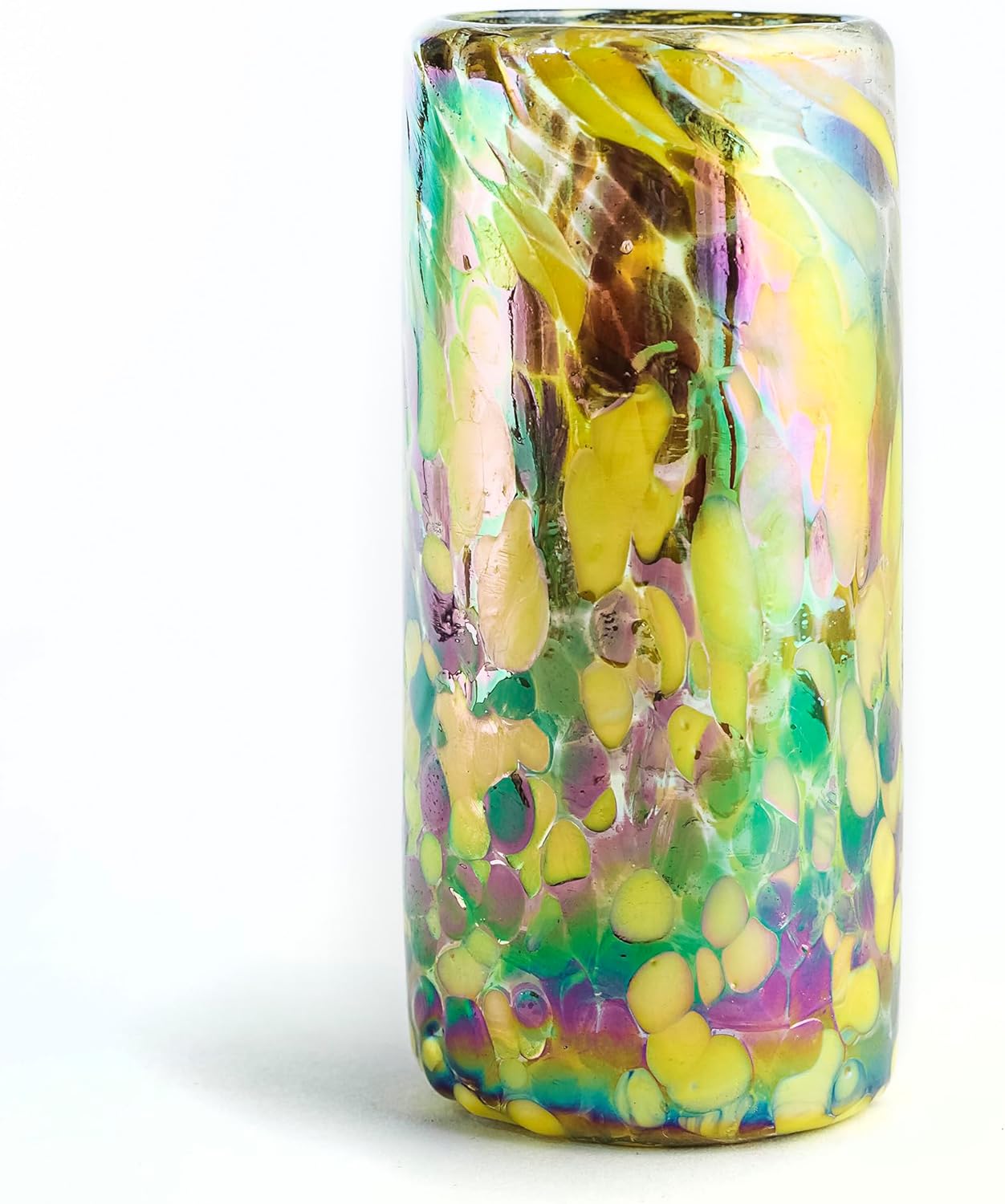 Specialty Mexican Tequila Glasses, Hand-Blown with Unique Color & Texture Set of 4 pieces - Confetti (Golden Glow)