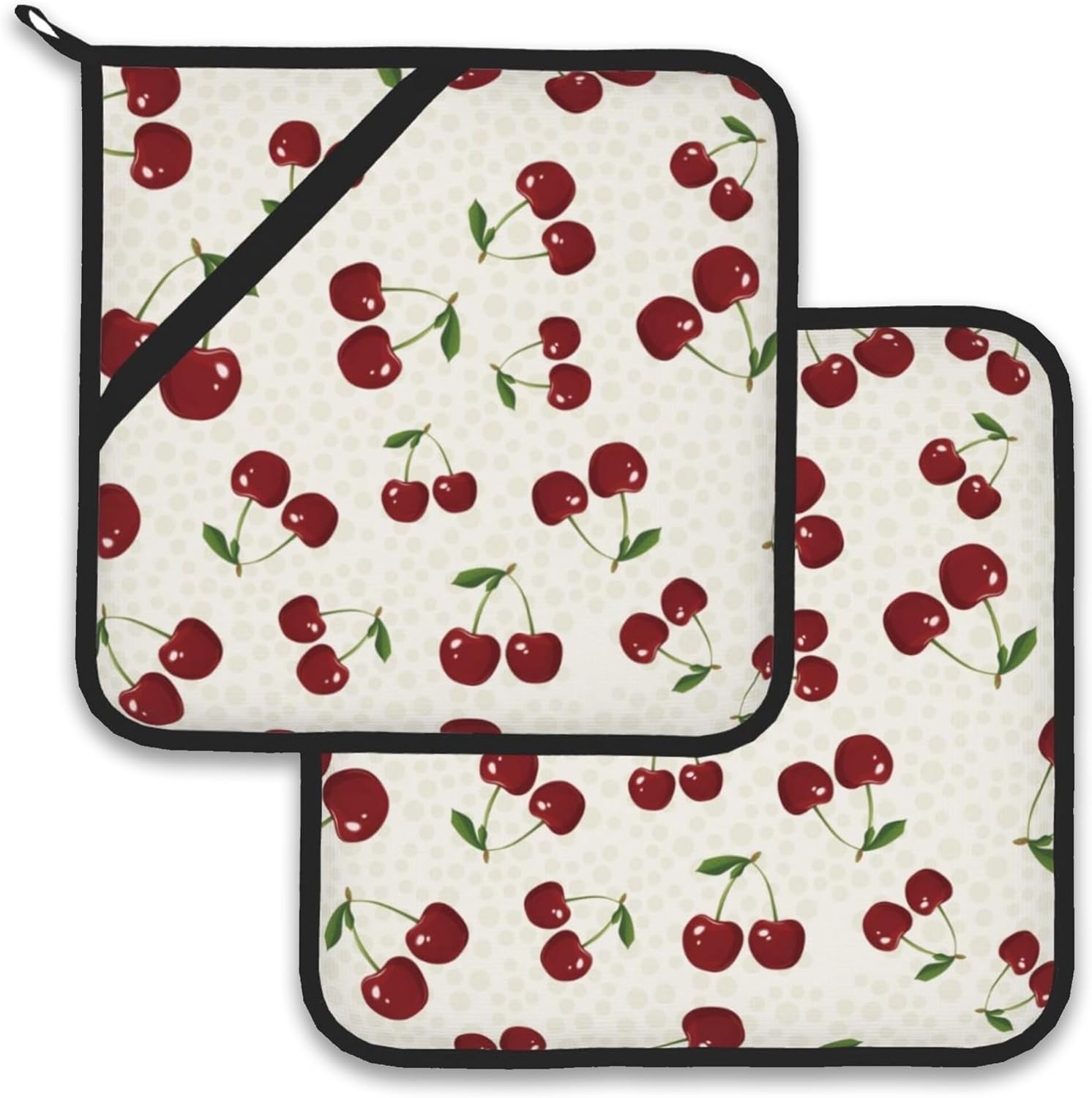 Cherry Berries Pot Holder Set of 2,Heat Resistant Potholders Oven Hot Pads for Kitchen Cooking Baking BBQ