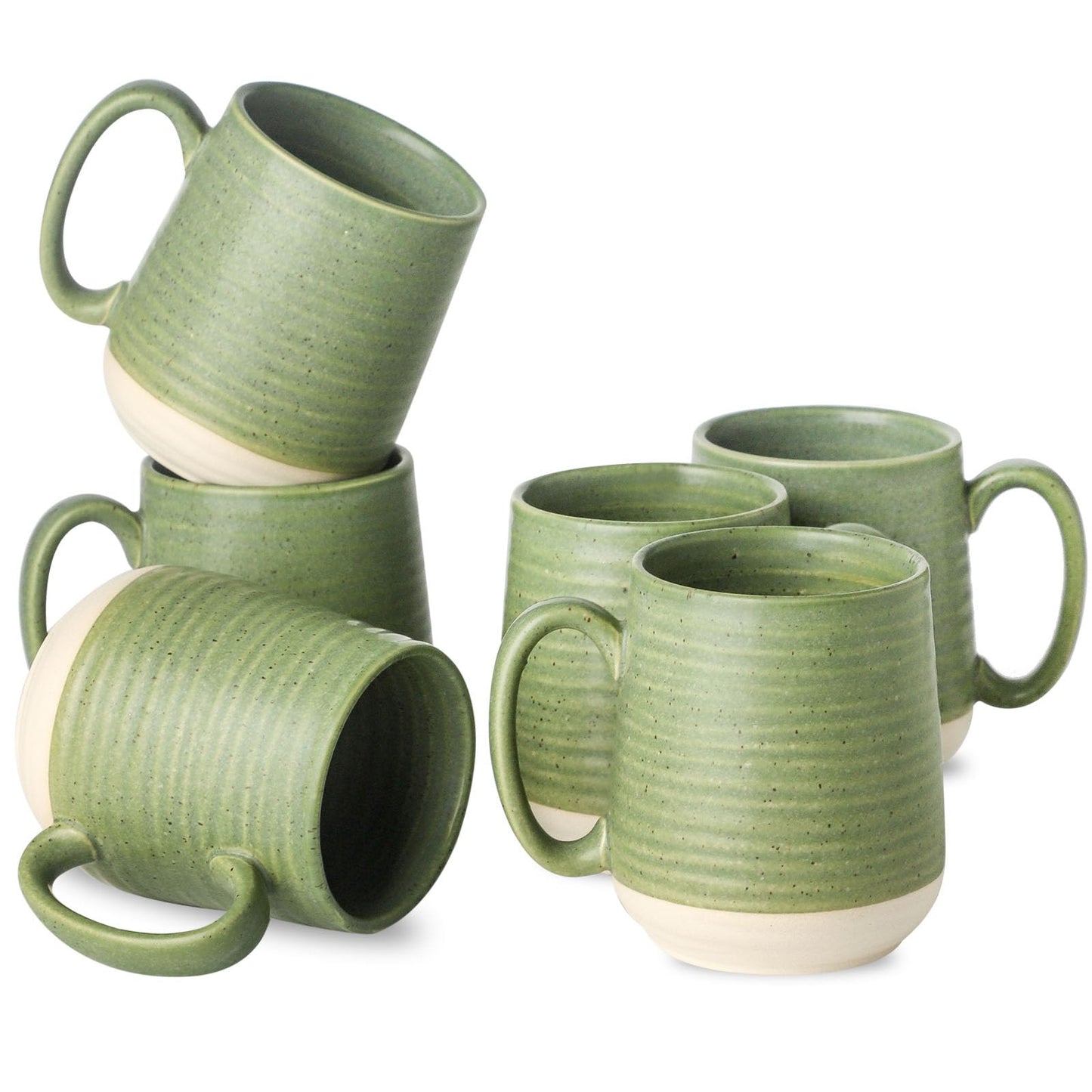 Hasense Porcelain Coffee Mugs Set of 4-15 Ounce Large Ceramic Coffee Cups Set with Handle for Latte, Tea, Cocoa and Hot Chocolate, Brown Coffee Mugs for Men and Women, Microwave Safe