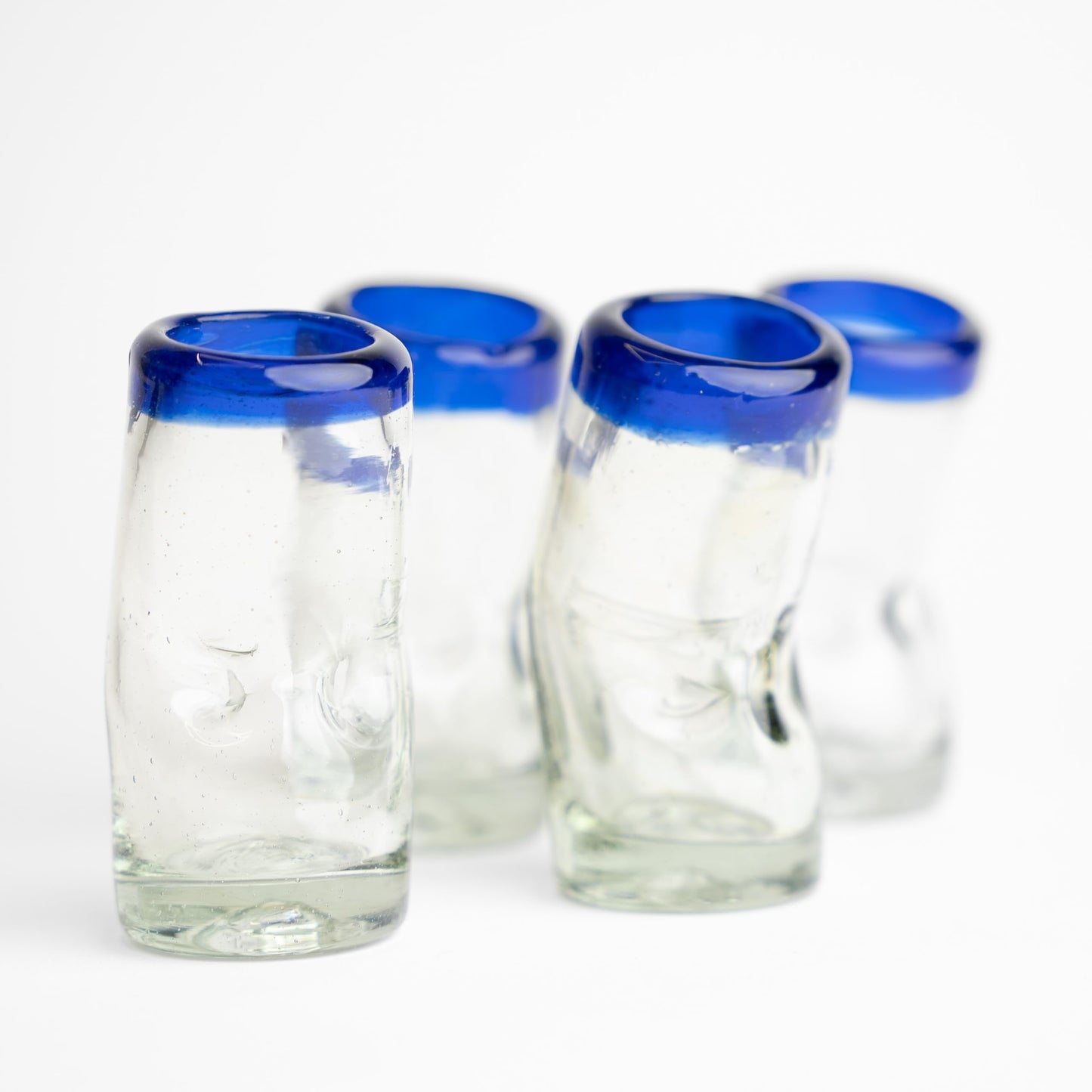 Specialty Mexican Tequila Glasses, Hand-Blown with Unique Color & Texture Set of 4 pieces - Confetti (Golden Glow)