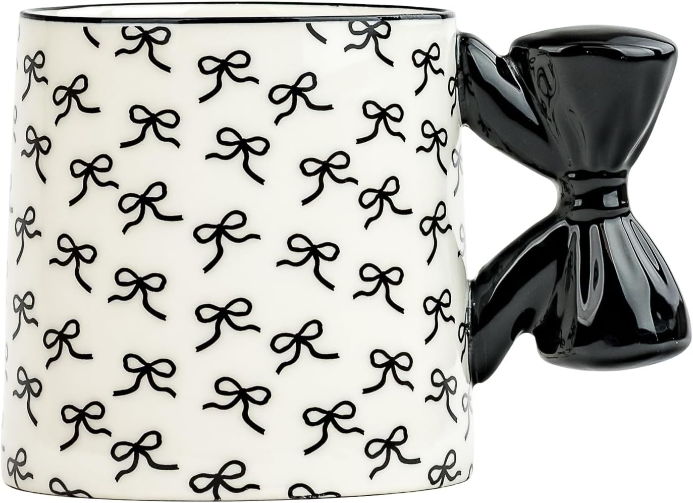 10 Strawberry Street Black Bow Mugs, Set of 4