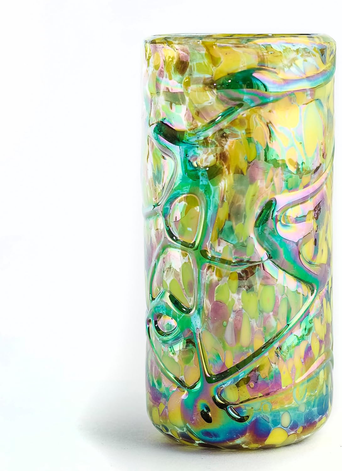 Specialty Mexican Tequila Glasses, Hand-Blown with Unique Color & Texture Set of 4 pieces - Confetti (Golden Glow)
