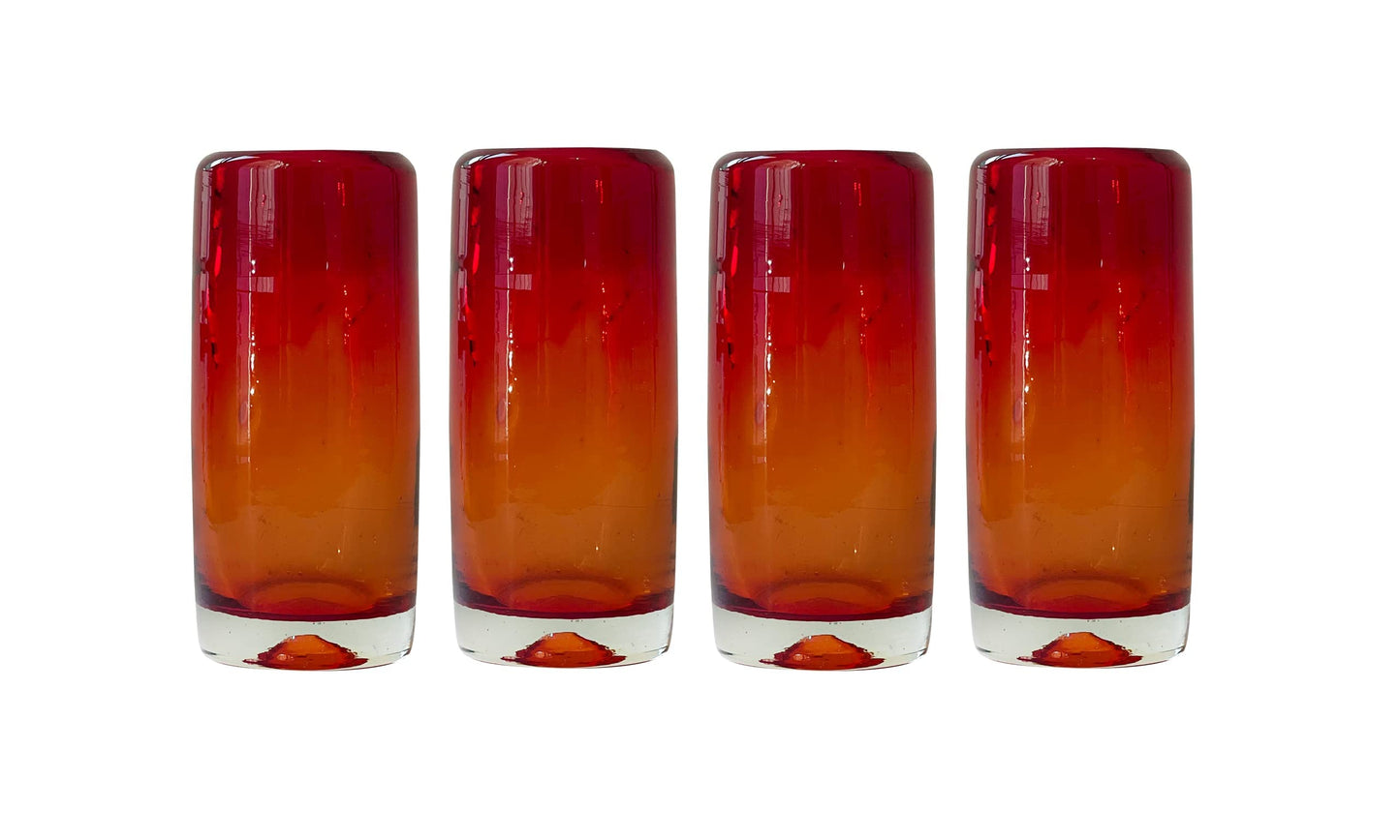 Specialty Mexican Tequila Glasses, Hand-Blown with Unique Color & Texture Set of 4 pieces - Confetti (Golden Glow)
