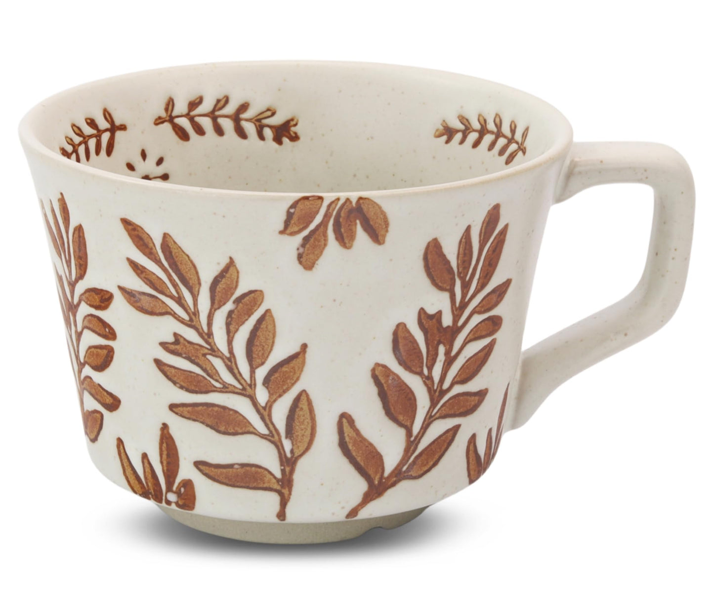Ceramic Coffee Mug, 12 oz Novelty Unique Teacup with Handle, Stoneware Cup for Tea Mocha Latte Cappuccino Espresso (Leaf)