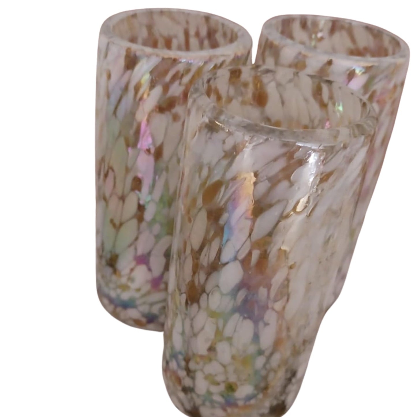 Specialty Mexican Tequila Glasses, Hand-Blown with Unique Color & Texture Set of 4 pieces - Confetti (Golden Glow)