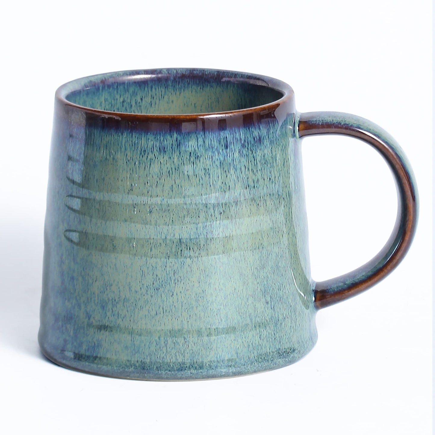 Large Ceramic Coffee Mug, Handmade Pottery Mugs, Tea Cups with Big Handle for Office and Home, 15.5 oz, Dishwasher and Microwave Safe (Spring Green)