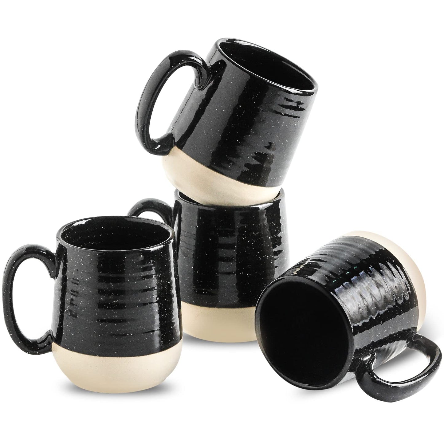 Hasense Porcelain Coffee Mugs Set of 4-15 Ounce Large Ceramic Coffee Cups Set with Handle for Latte, Tea, Cocoa and Hot Chocolate, Brown Coffee Mugs for Men and Women, Microwave Safe