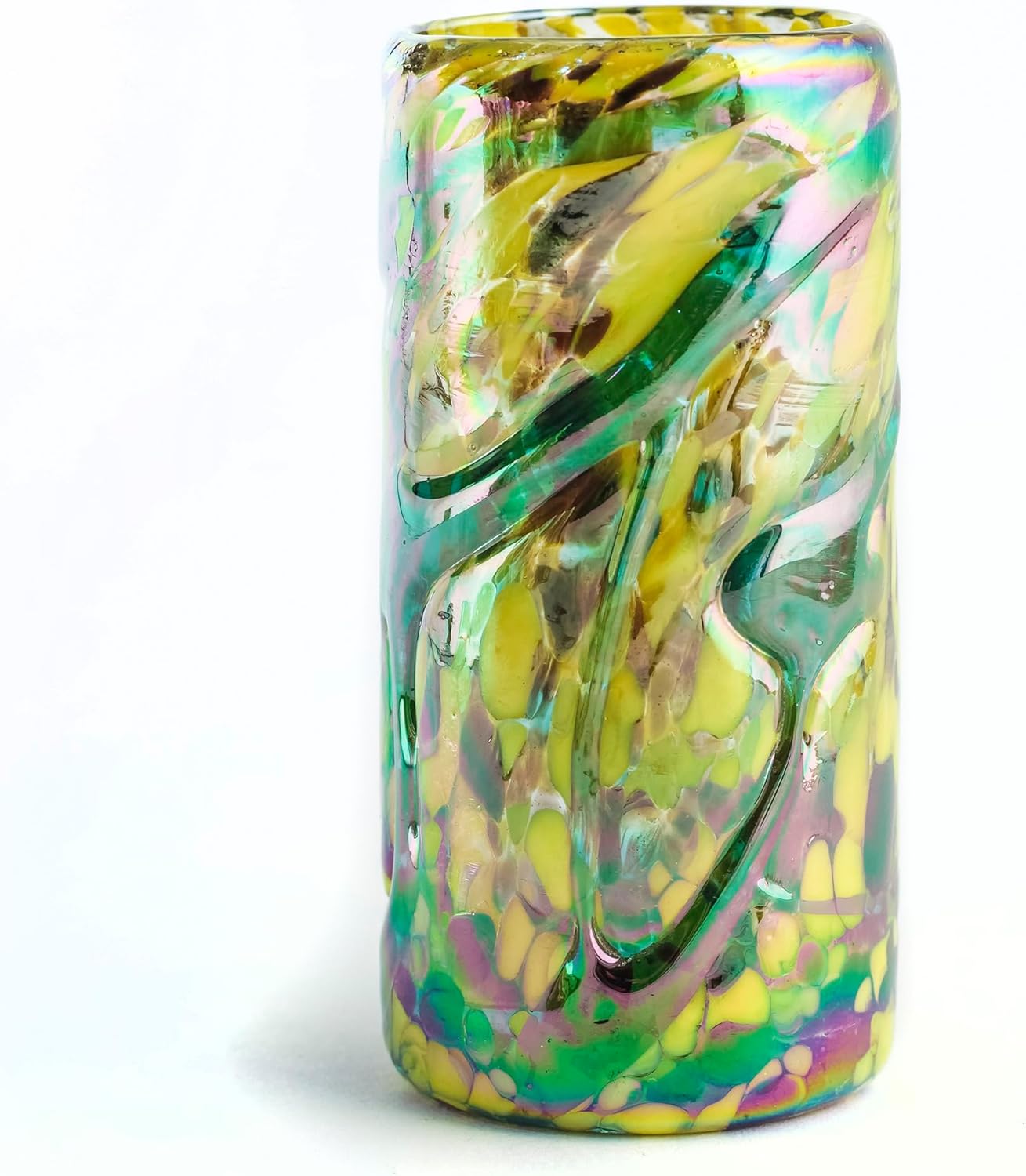 Specialty Mexican Tequila Glasses, Hand-Blown with Unique Color & Texture Set of 4 pieces - Confetti (Golden Glow)