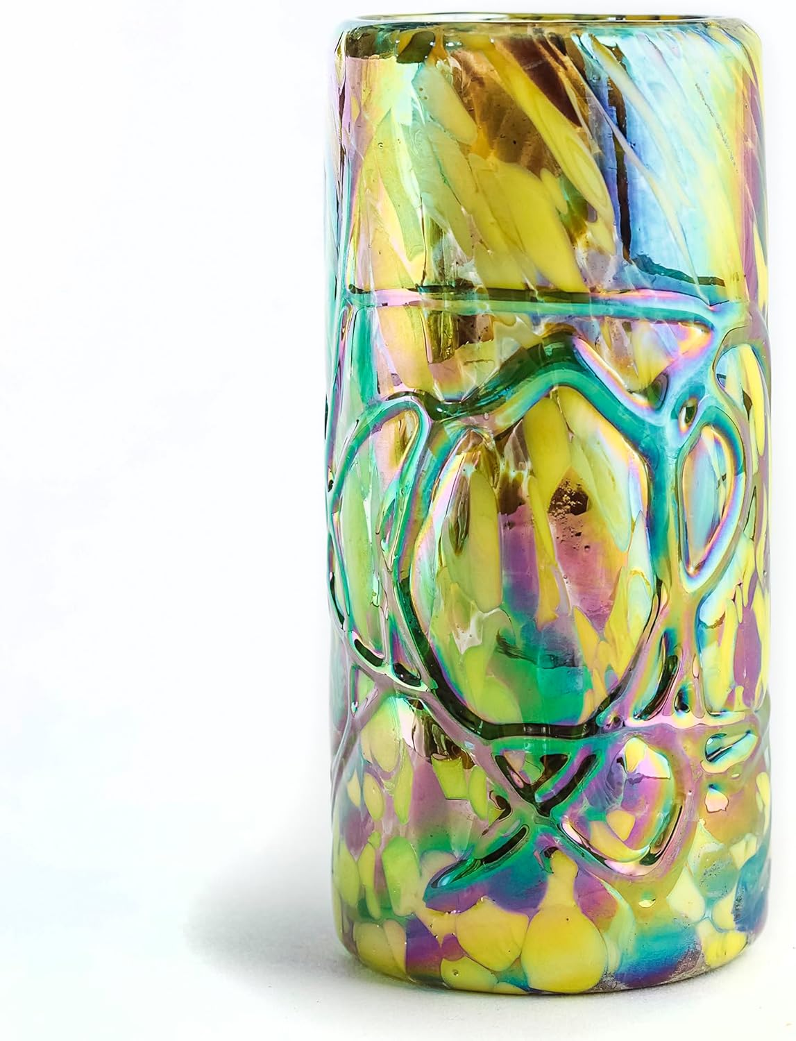 Specialty Mexican Tequila Glasses, Hand-Blown with Unique Color & Texture Set of 4 pieces - Confetti (Golden Glow)
