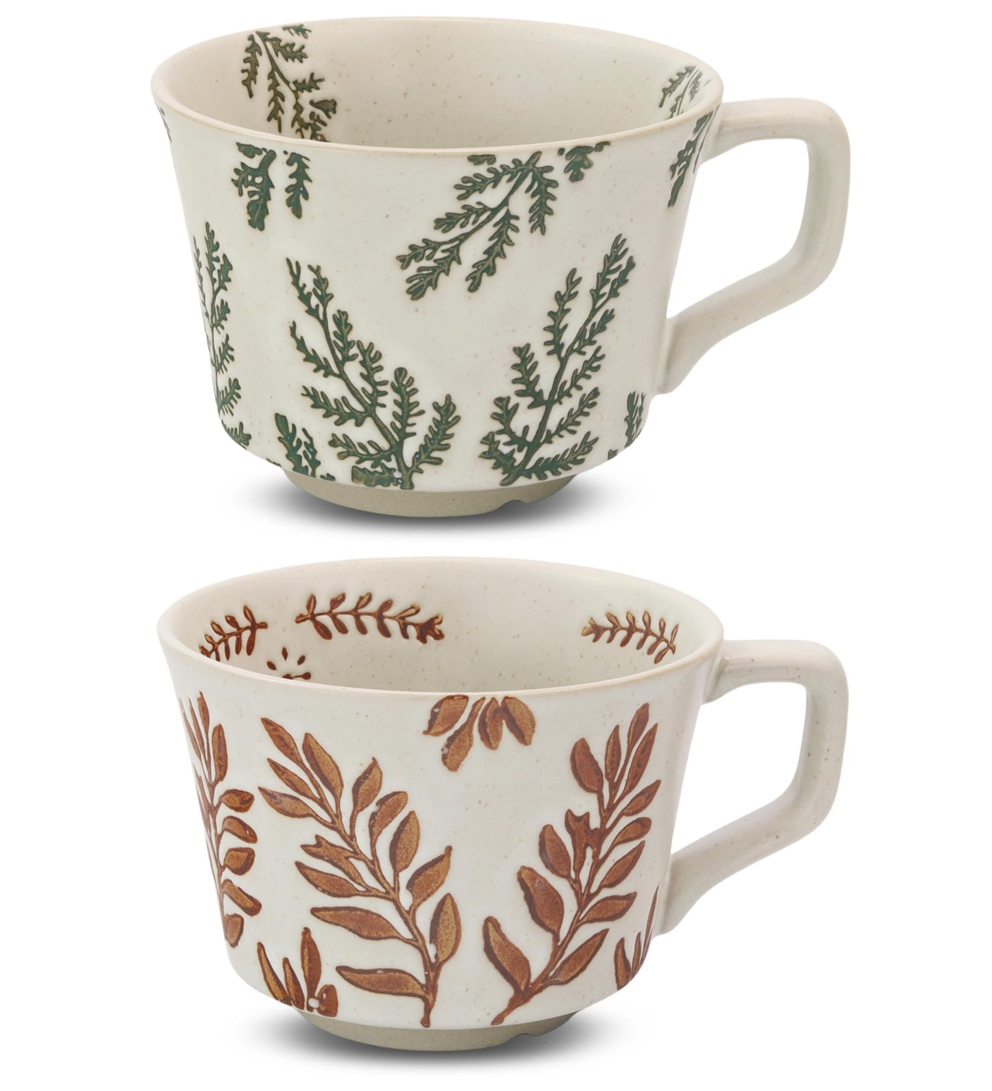 Ceramic Coffee Mug, 12 oz Novelty Unique Teacup with Handle, Stoneware Cup for Tea Mocha Latte Cappuccino Espresso (Leaf)