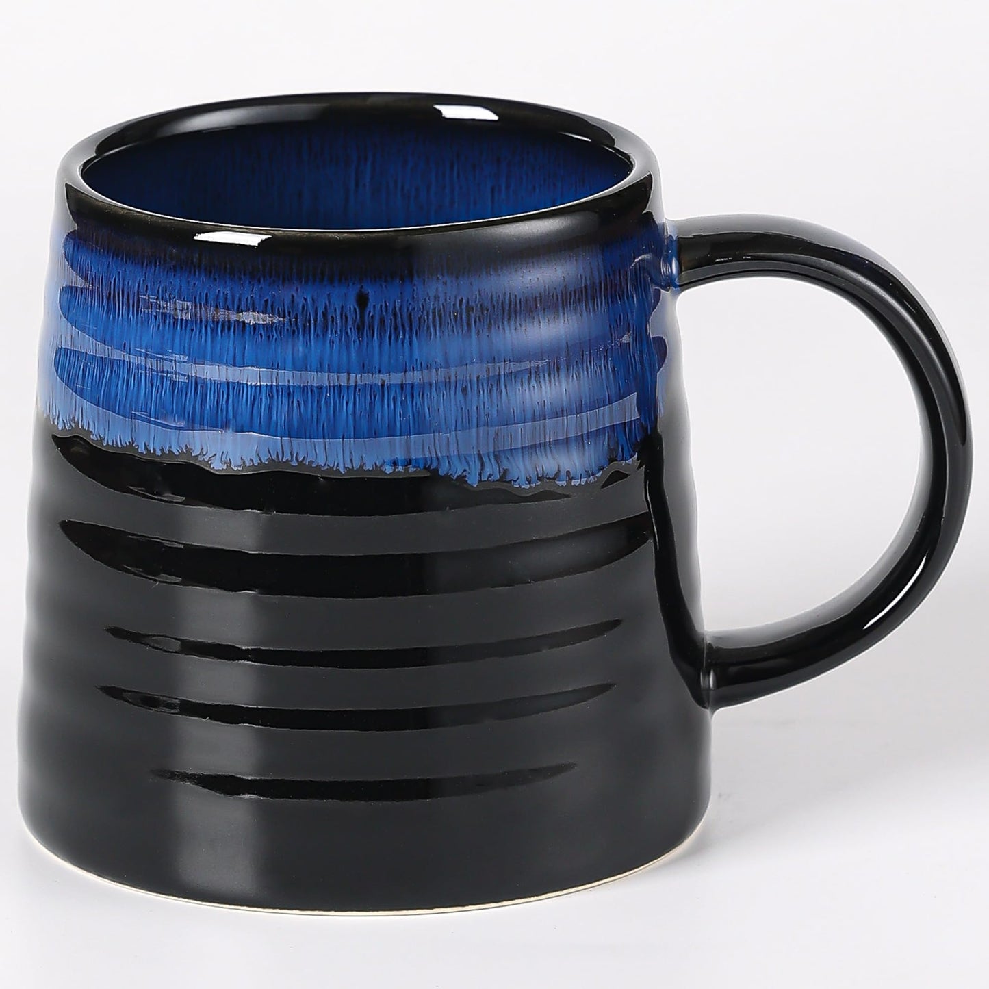 Large Ceramic Coffee Mug, Handmade Pottery Mugs, Tea Cups with Big Handle for Office and Home, 15.5 oz, Dishwasher and Microwave Safe (Spring Green)