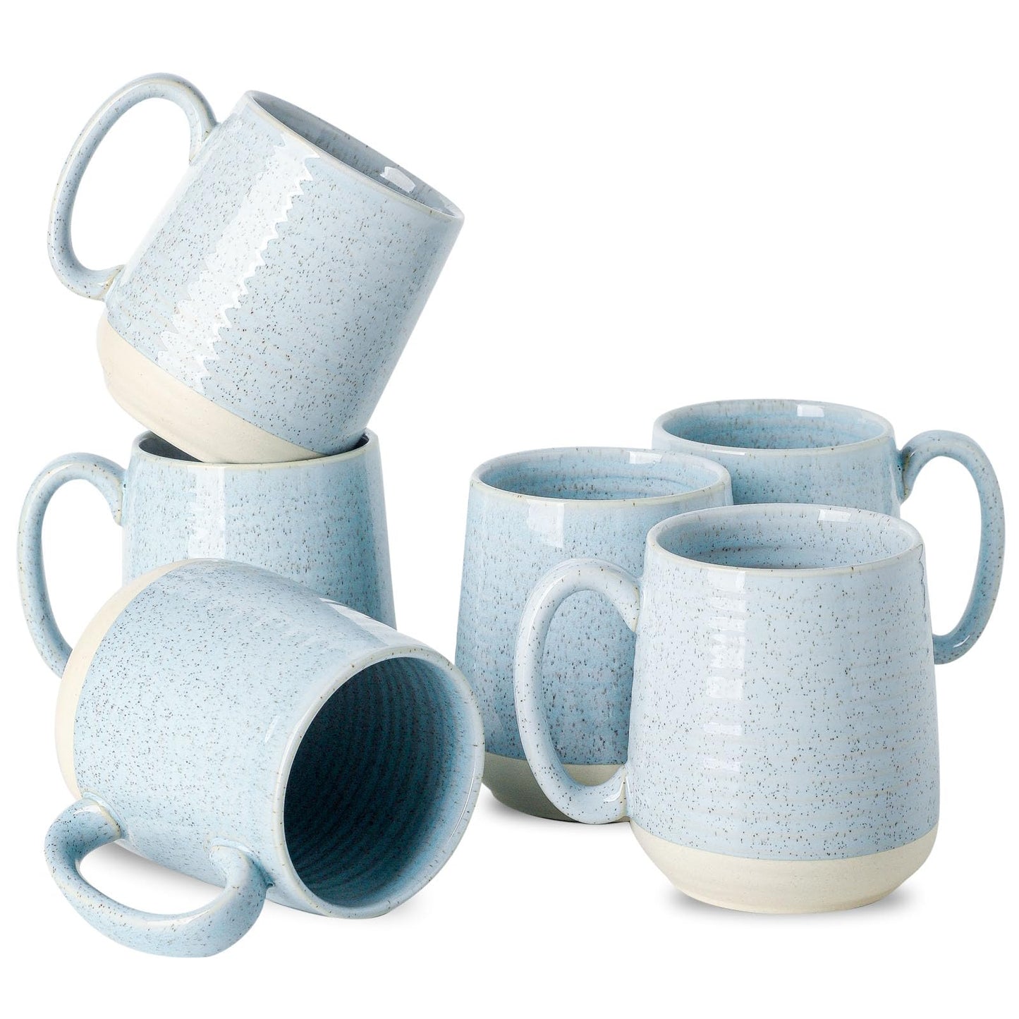 Hasense Porcelain Coffee Mugs Set of 4-15 Ounce Large Ceramic Coffee Cups Set with Handle for Latte, Tea, Cocoa and Hot Chocolate, Brown Coffee Mugs for Men and Women, Microwave Safe