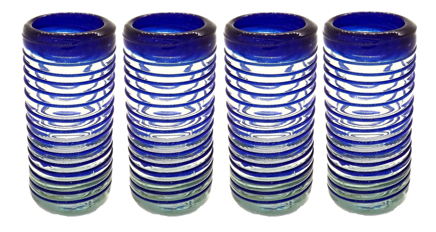 Specialty Mexican Tequila Glasses, Hand-Blown with Unique Color & Texture Set of 4 pieces - Confetti (Golden Glow)