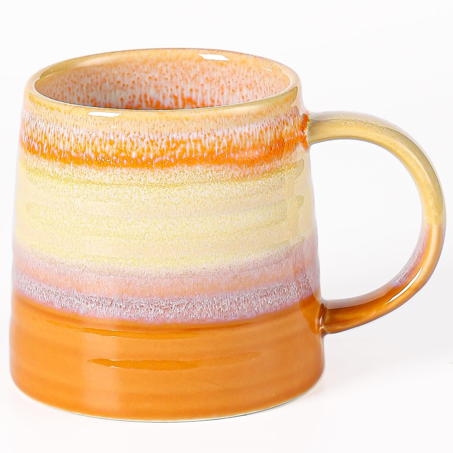 Large Ceramic Coffee Mug, Handmade Pottery Mugs, Tea Cups with Big Handle for Office and Home, 15.5 oz, Dishwasher and Microwave Safe (Spring Green)