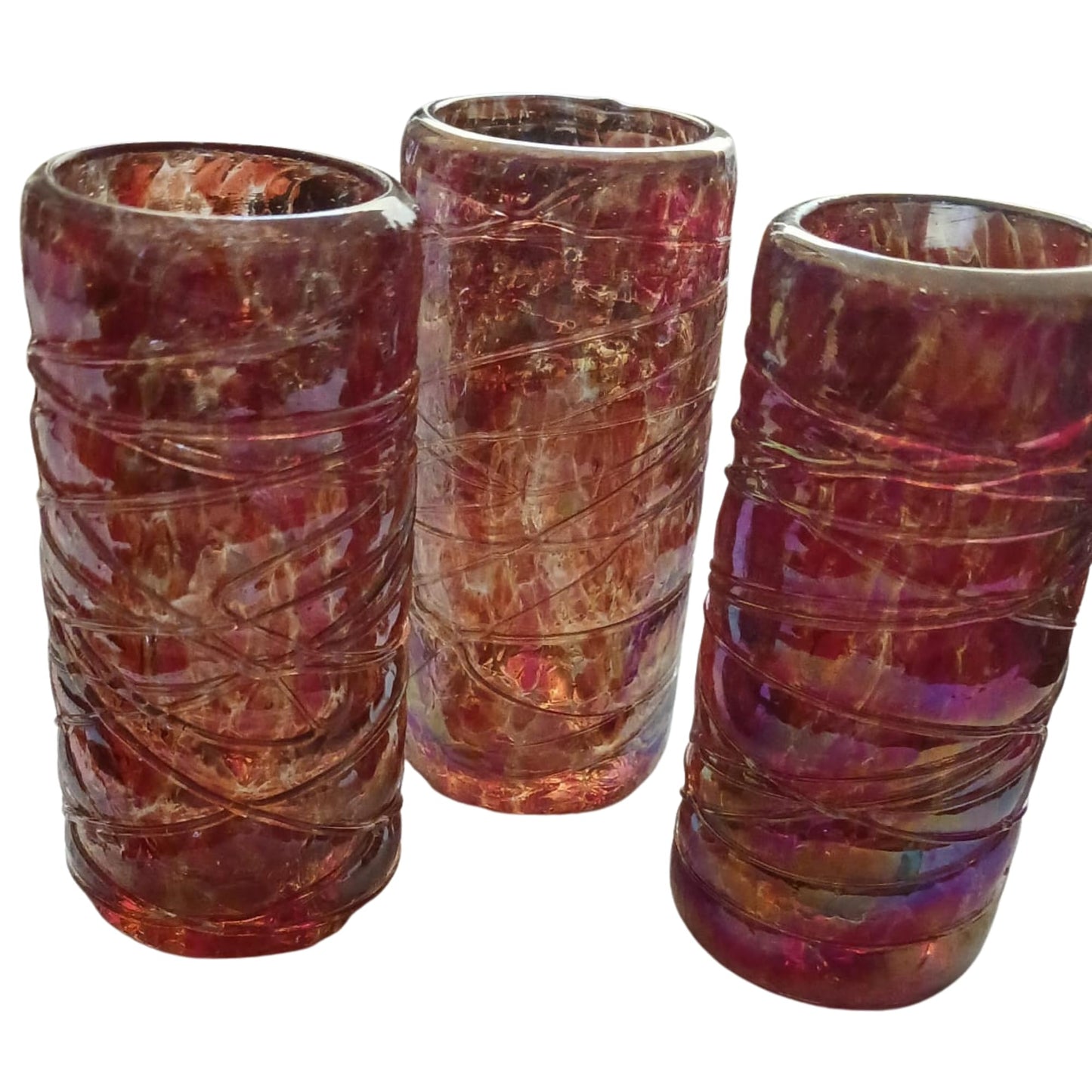 Specialty Mexican Tequila Glasses, Hand-Blown with Unique Color & Texture Set of 4 pieces - Confetti (Golden Glow)