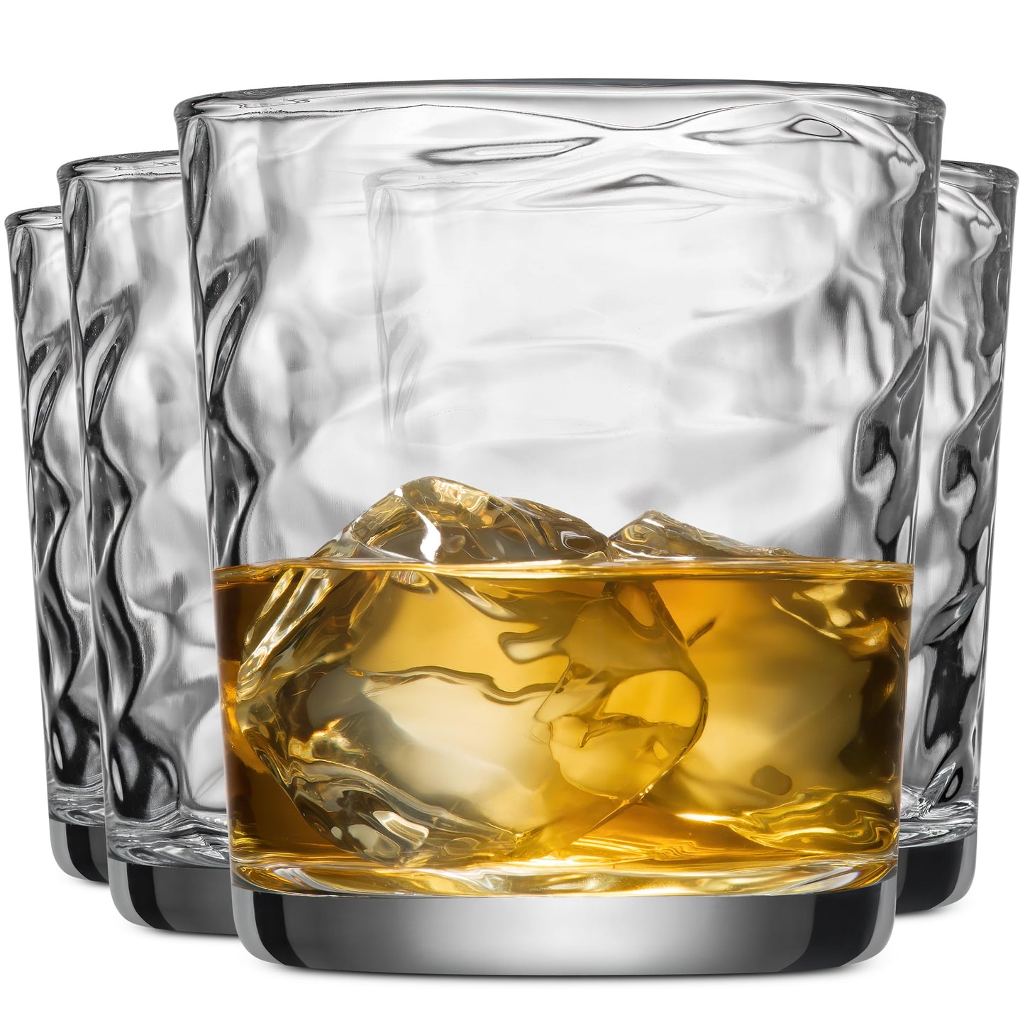 Glaver's Hammered Glass Cups. Cocktail Drinking Glasses Set of 6 Tall Kitchen Glasses, 17 oz Water Glassware For Bar, Juice, Beer, Iced Tea, Everyday Cordial Glasses Drinkware.