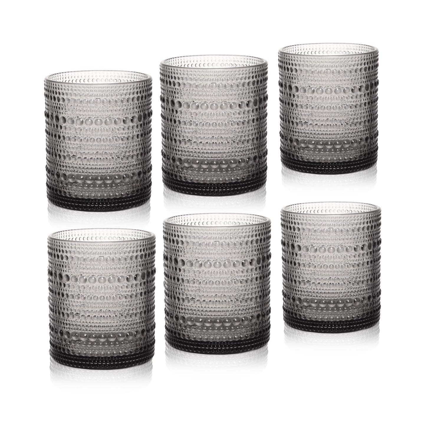 Cocktail Glasses 10 oz Hobnail Drinking Glasses Set of 6, Vintage Glassware, Textured Glass Cups Bubble Glasses Water Glasses Old Fashion Jupiter Glasses Set, clear