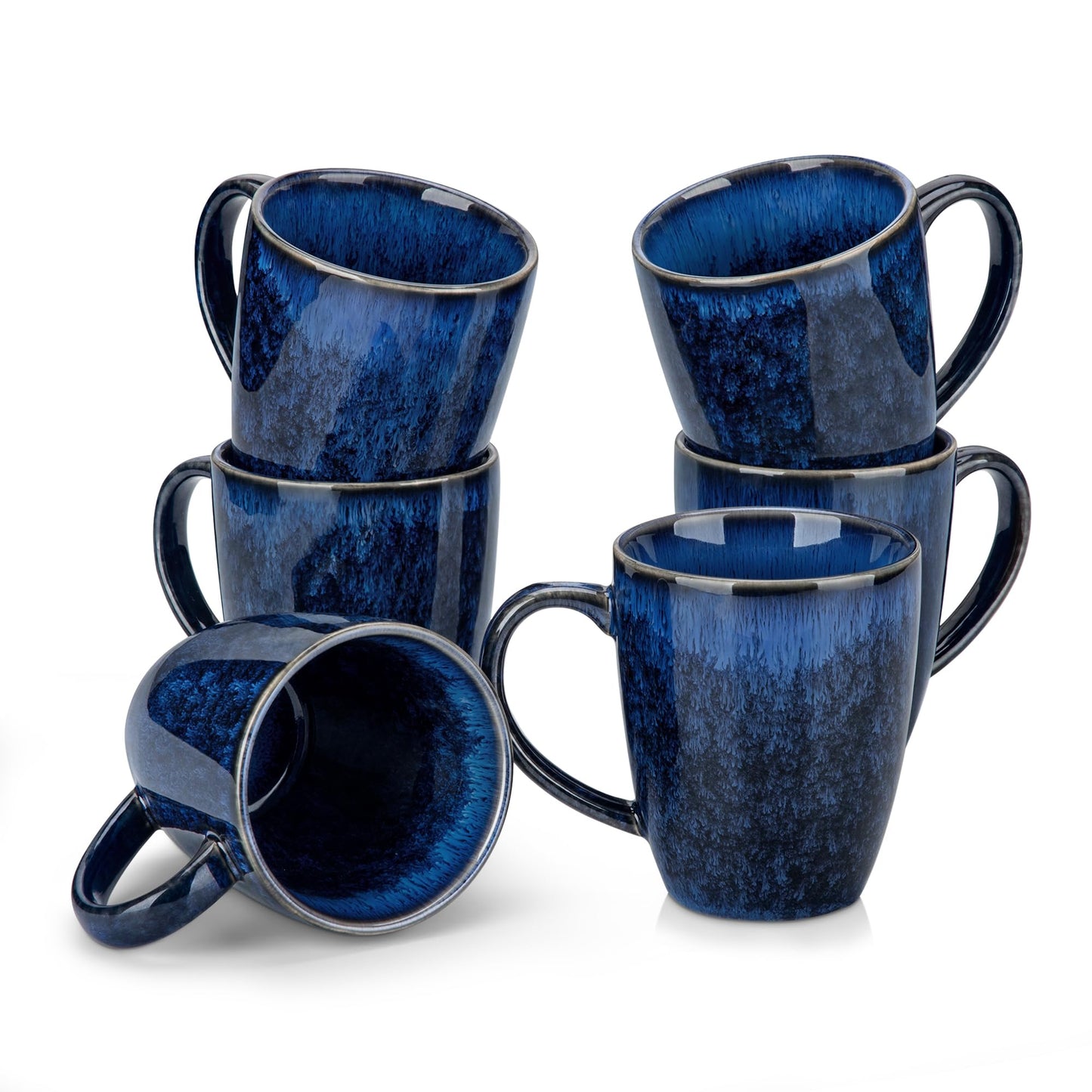 vancasso STARRY Ceramic Coffee Mug Set of 6, 12 Oz Tea Cups with Handle for Latte, Tea, Cappuccino, Milk, Cocoa, Microwave&Dishwasher Safe, Green