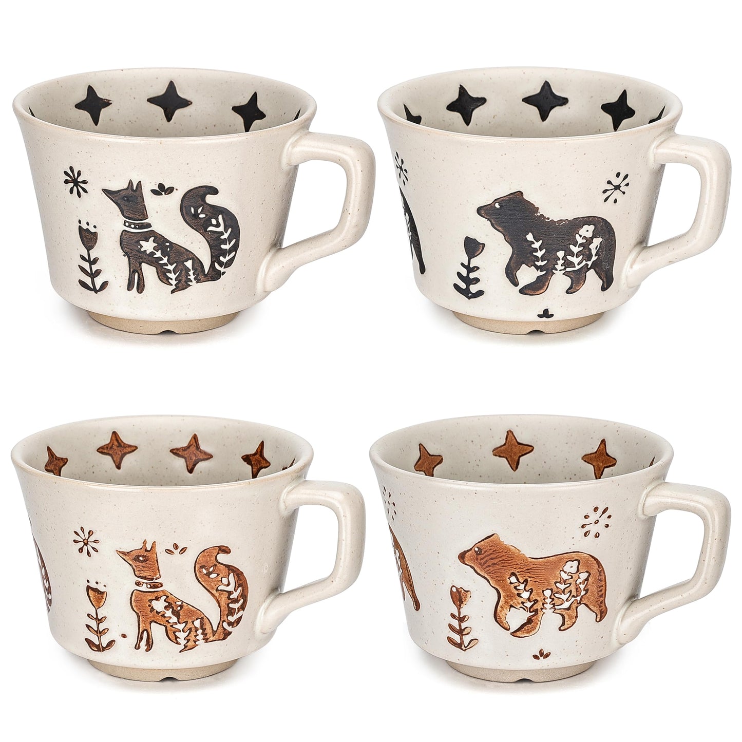 Ceramic Coffee Mug, 12 oz Novelty Unique Teacup with Handle, Stoneware Cup for Tea Mocha Latte Cappuccino Espresso (Leaf)
