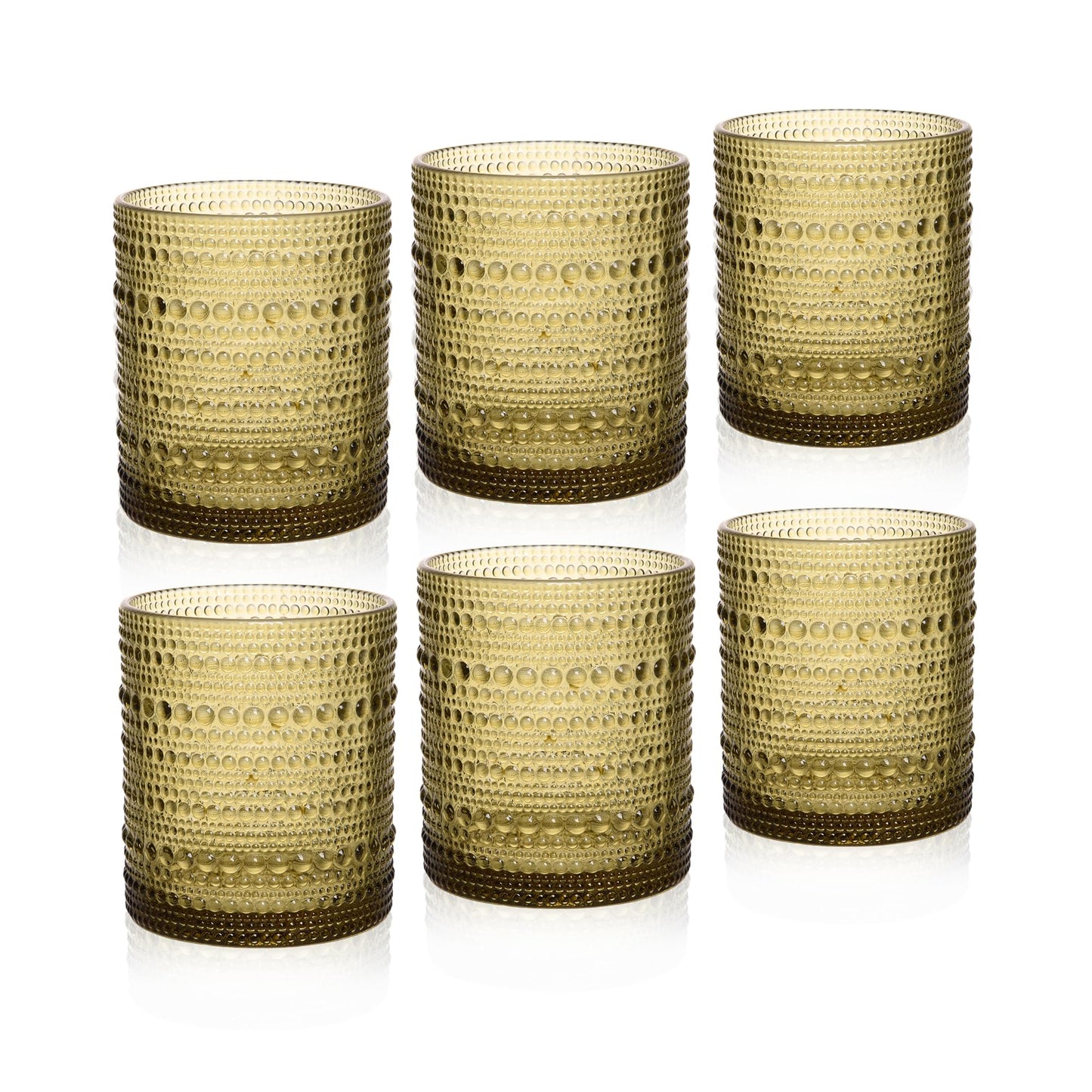 Cocktail Glasses 10 oz Hobnail Drinking Glasses Set of 6, Vintage Glassware, Textured Glass Cups Bubble Glasses Water Glasses Old Fashion Jupiter Glasses Set, clear