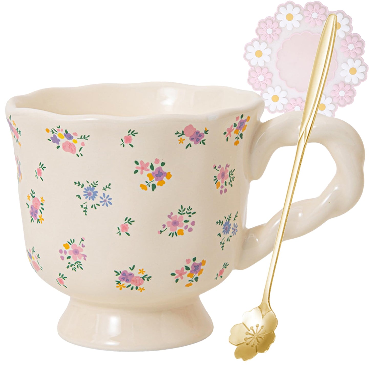 12 OZ Bow Coffee Mug Pink Ceramic Cute Mug Coffee Cup Coquette Porcelain Coffee Tea Cup for Women Girl