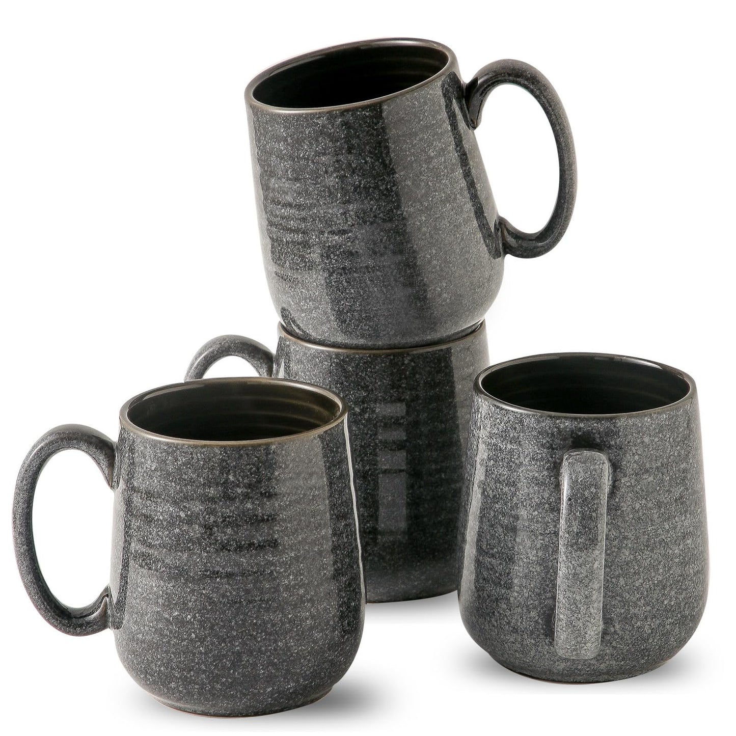 Hasense Porcelain Coffee Mugs Set of 4-15 Ounce Large Ceramic Coffee Cups Set with Handle for Latte, Tea, Cocoa and Hot Chocolate, Brown Coffee Mugs for Men and Women, Microwave Safe